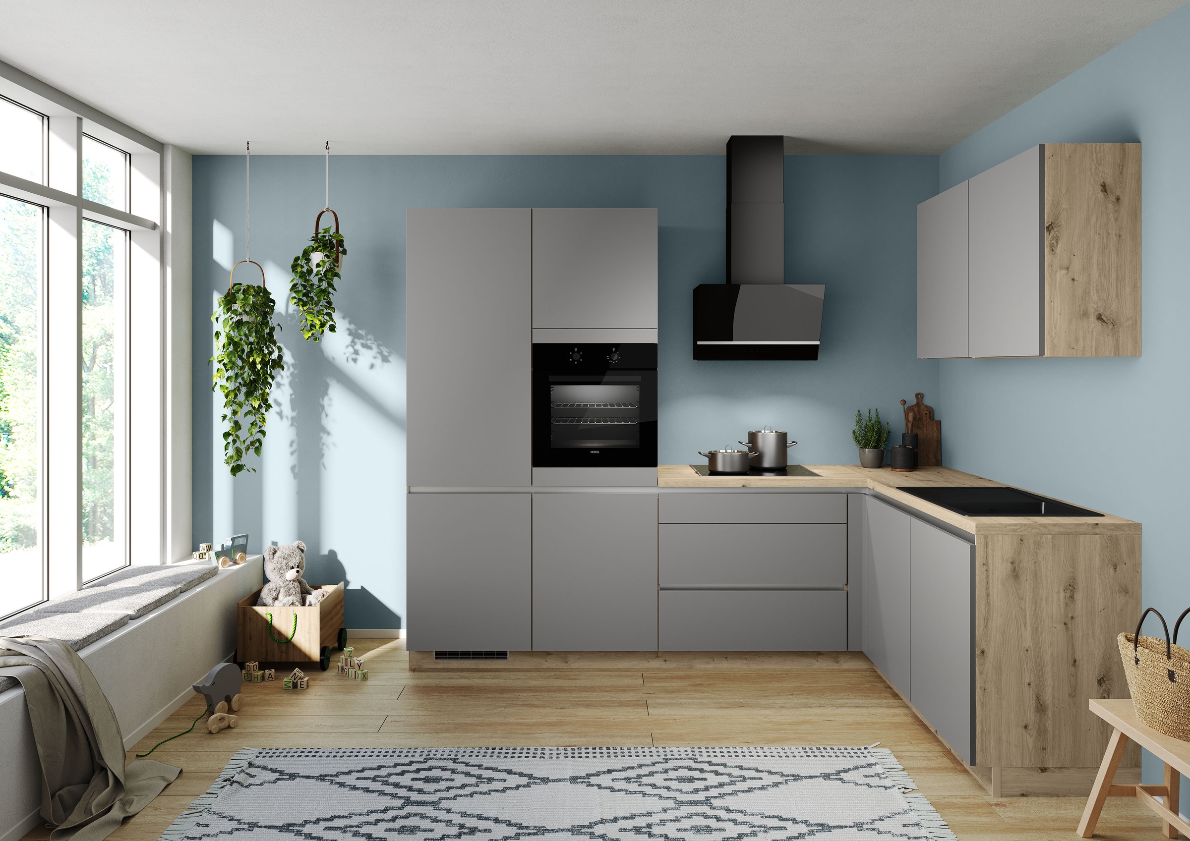 IMPULS KÜCHEN Winkelküche ""Dublin", Anti Fingerprint Oberfläche, Schubkäst günstig online kaufen