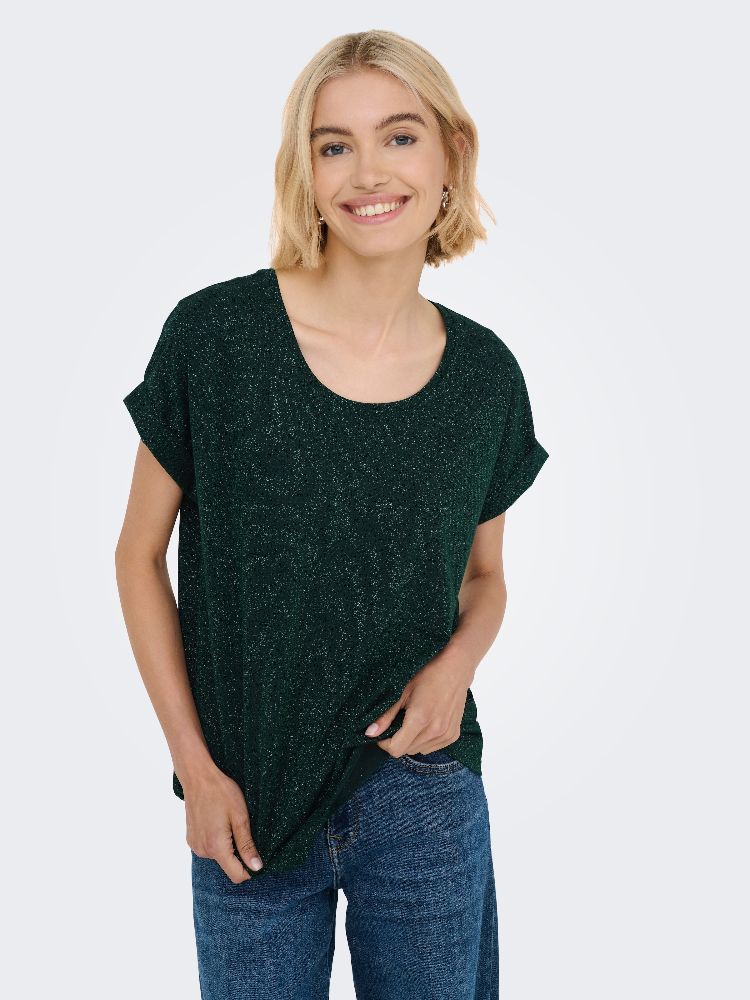 ONLY Kurzarmshirt "ONLMOSTER GLITTER S/S TOP NOOS JRS", mit Glitzerdetail günstig online kaufen