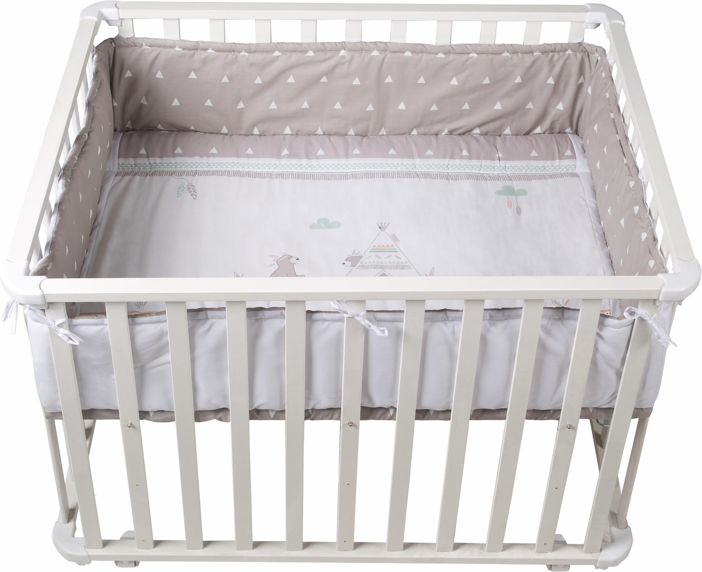 roba Laufgitter "Indibär, weiß, 75x100 cm" bis 15 kg mit Stoffeinlage und N günstig online kaufen