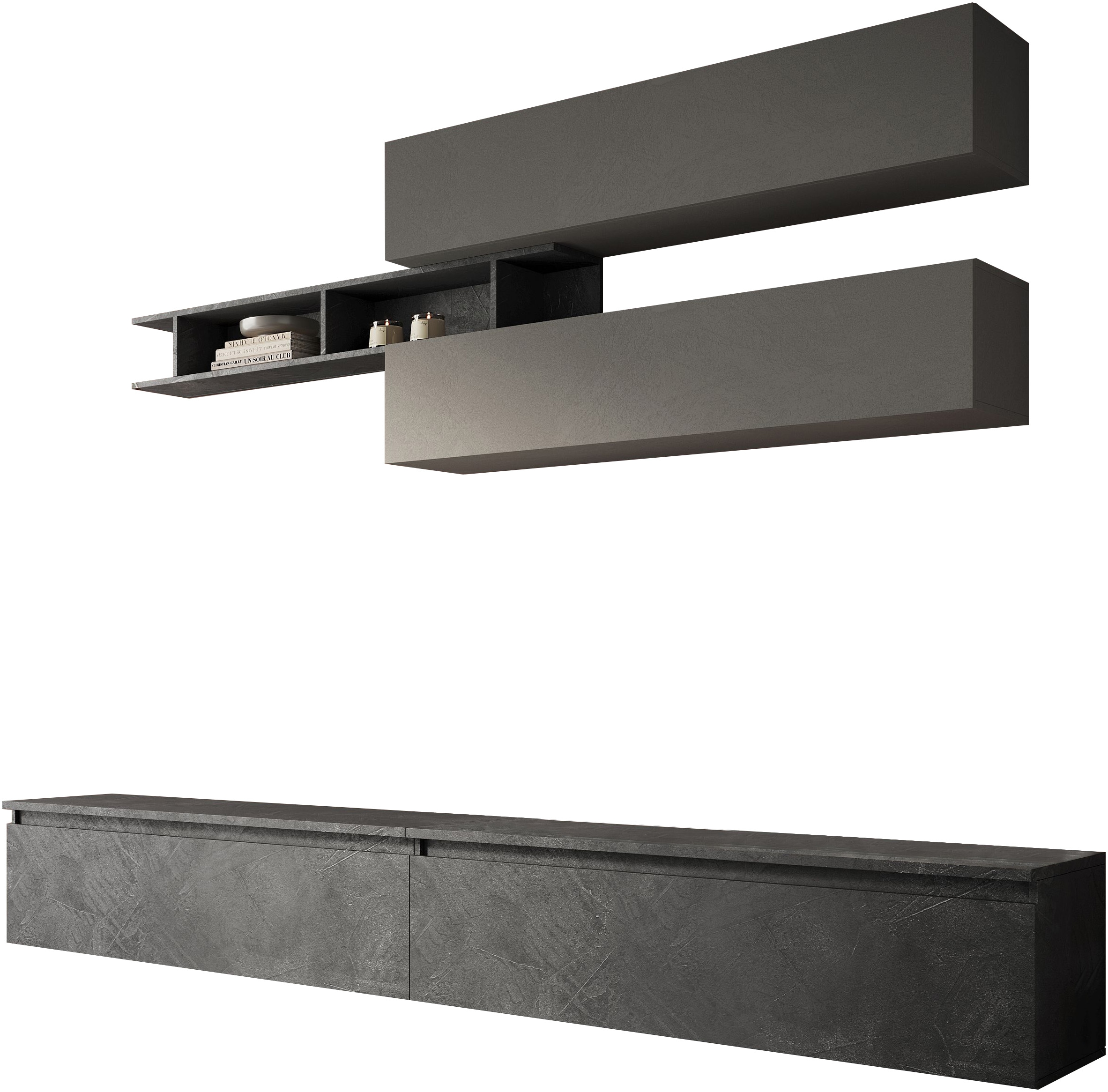 INOSIGN Wohnwand »INFINITY, 5tlg. Breite 276 cm, Höhe variabel, Schrankwand, Anbauwand«, (2x Lowboard, 2x Hängeschrank, Wandregal)