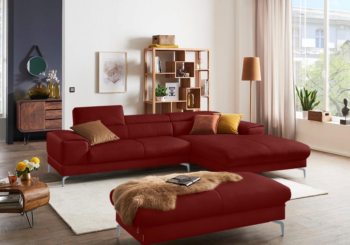 W.SCHILLIG Polsterhocker »piedroo, Designsofa mit tollem Sitzkomfort, bequem, L-Form«, Füße in Silber matt