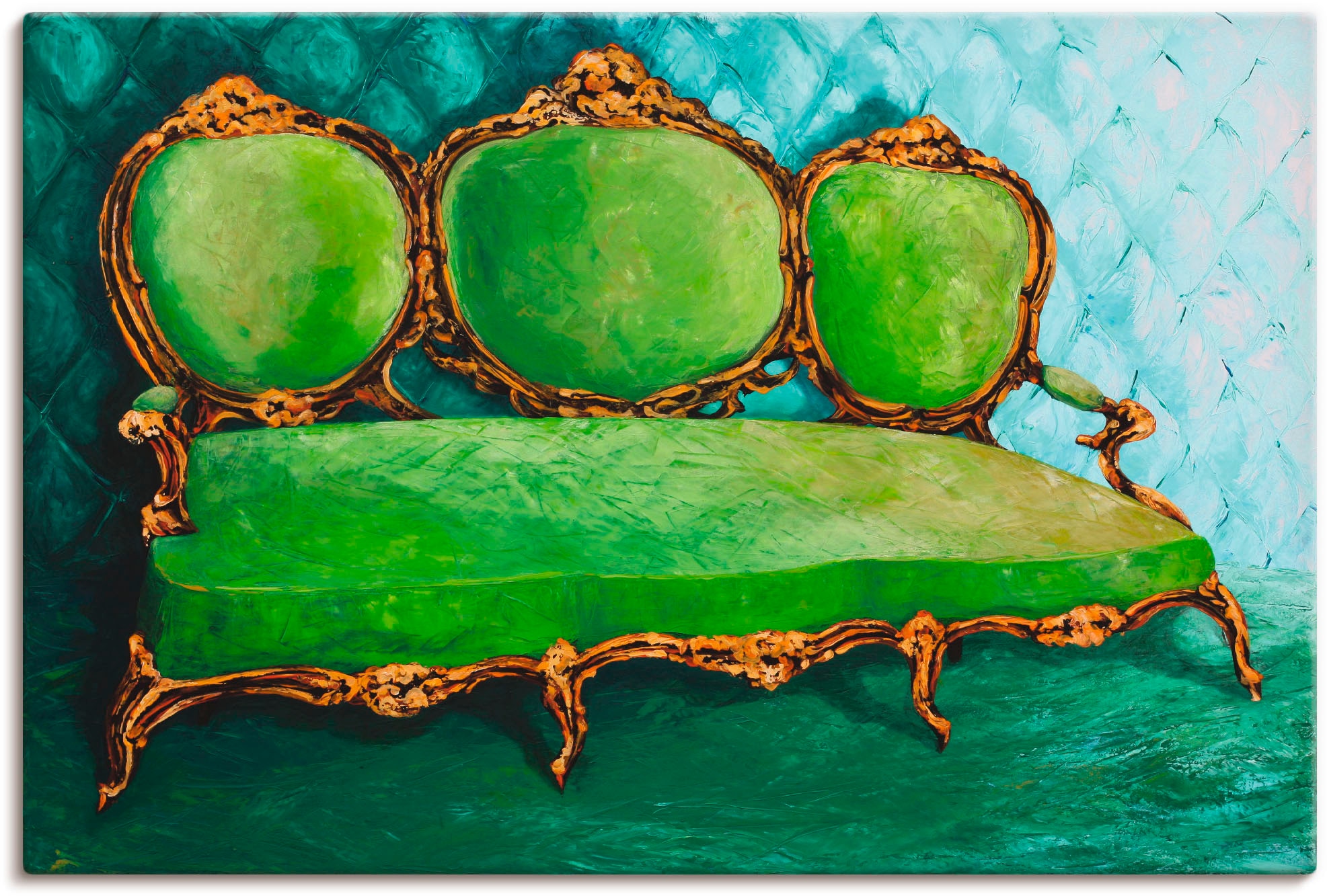 Artland Leinwandbild "Sofa grün" Innenarchitektur 1 Stk. tlg. auf Holzrahme günstig online kaufen