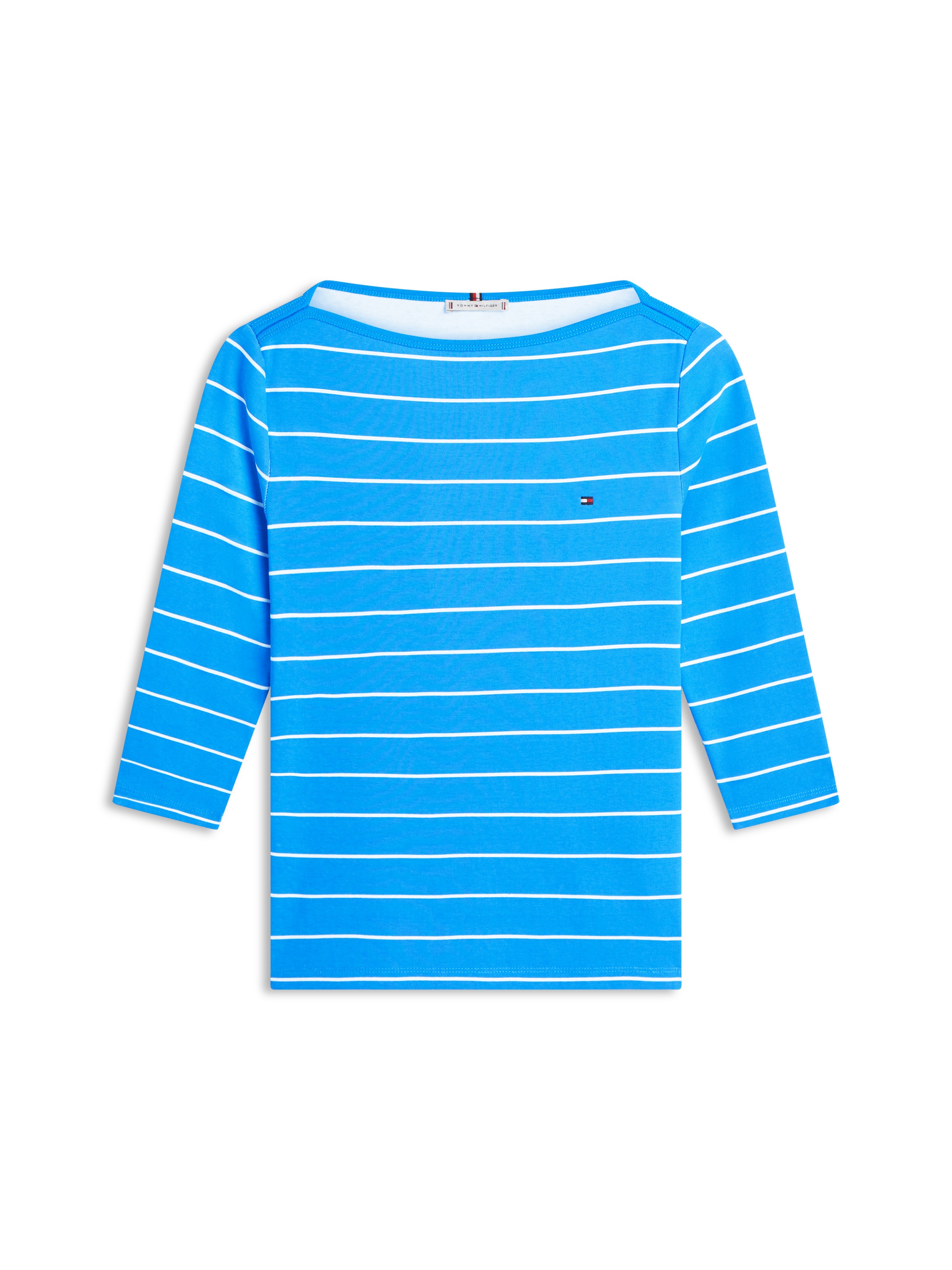 3/4-Arm-Shirt TOMMY HILFIGER "NEW CODY SLIM BOAT-NECK", Damen, Gr. XL (46), fine stp blau orbit, ecru, Shirts 3/4-Arm-Shirt, mit Logostickerei 4