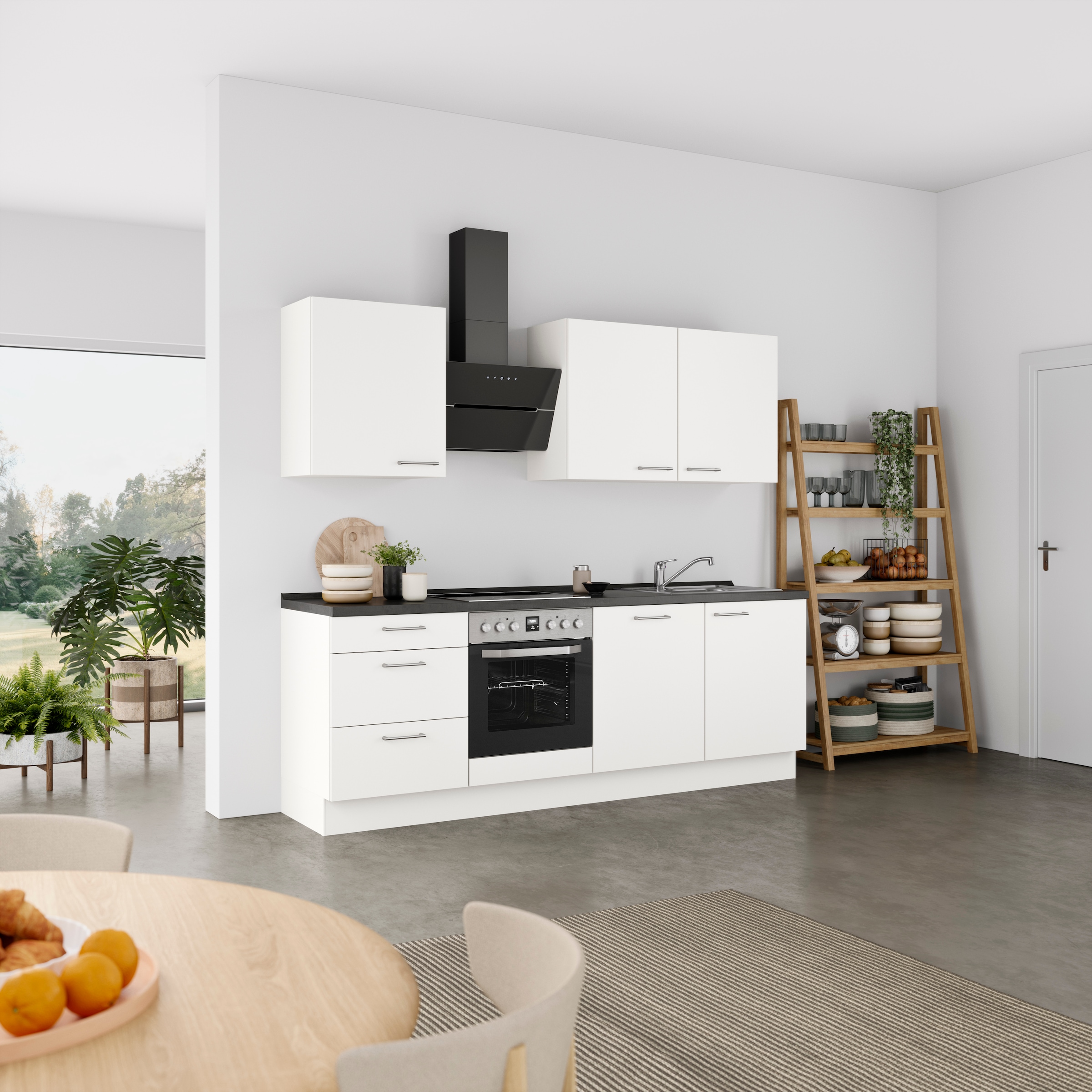 nobilia® Küchenzeile »"Laser II", NEU: individuell anpassbar mit gratis Profi-Beratung« vormontiert, 240 cm breit, optional mit verschiedenen E‑Geräte-Sets