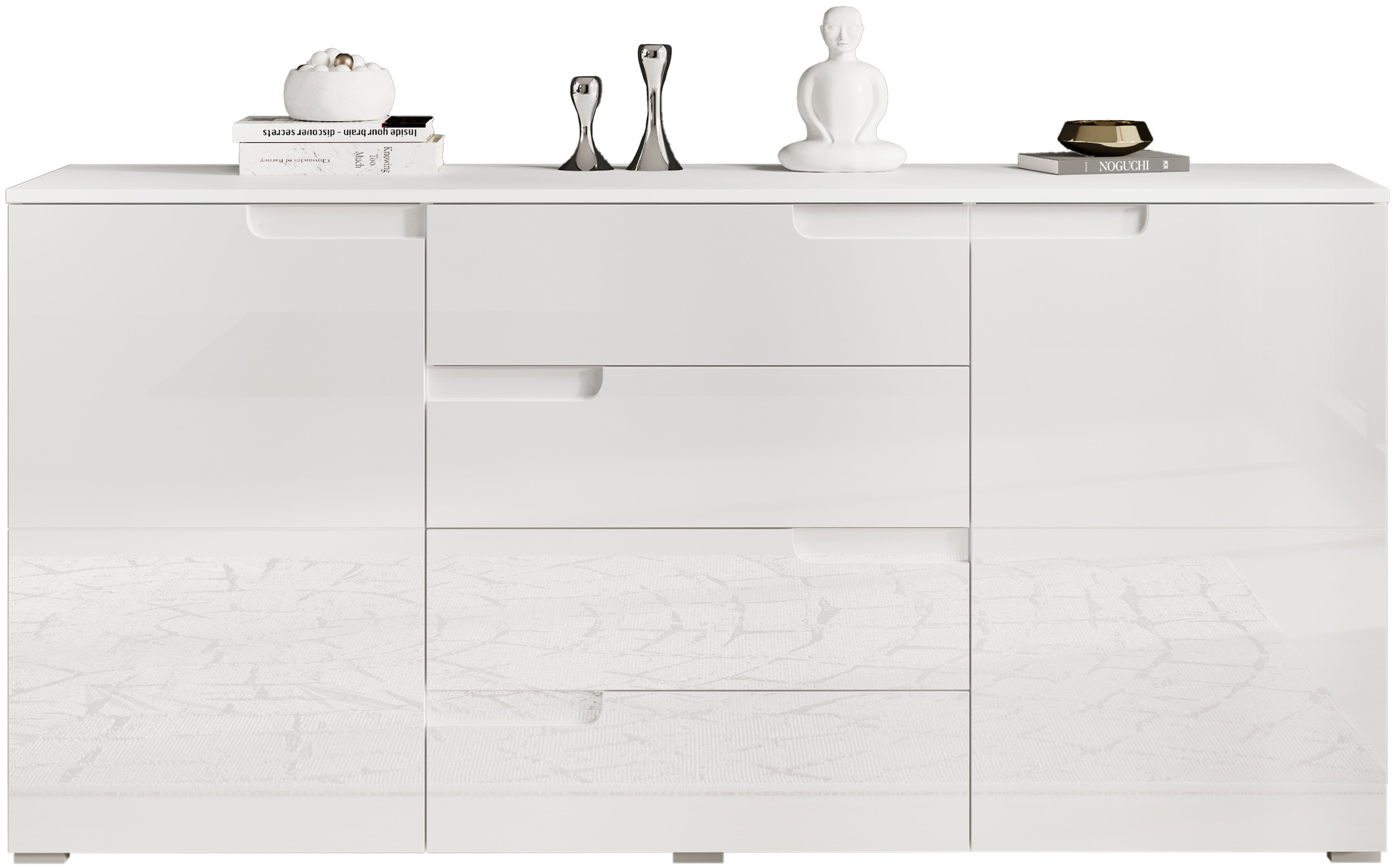 HBZ Sideboard »Spice weiß Hochglanz, Wohnzimmerschrank BxHxT 165x80x40 cm«, (1 St.), Mit 2 Türen, 4 Schubkästen, 2 Einlegeböden verstellbar
