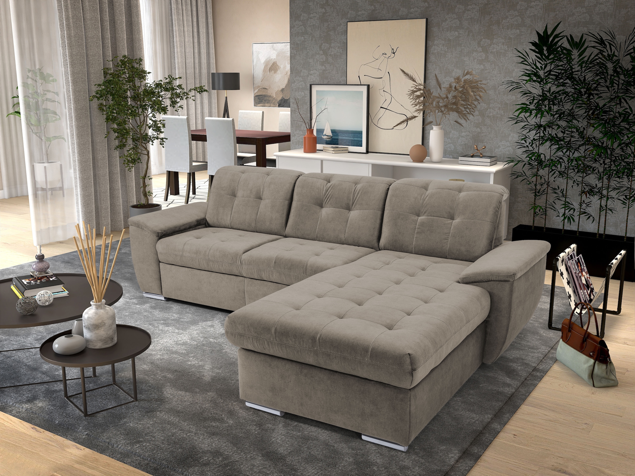 exxpo - sofa fashion Ecksofa "Derby Inkl. Kopfteilverstellung, wahlw. Bett günstig online kaufen