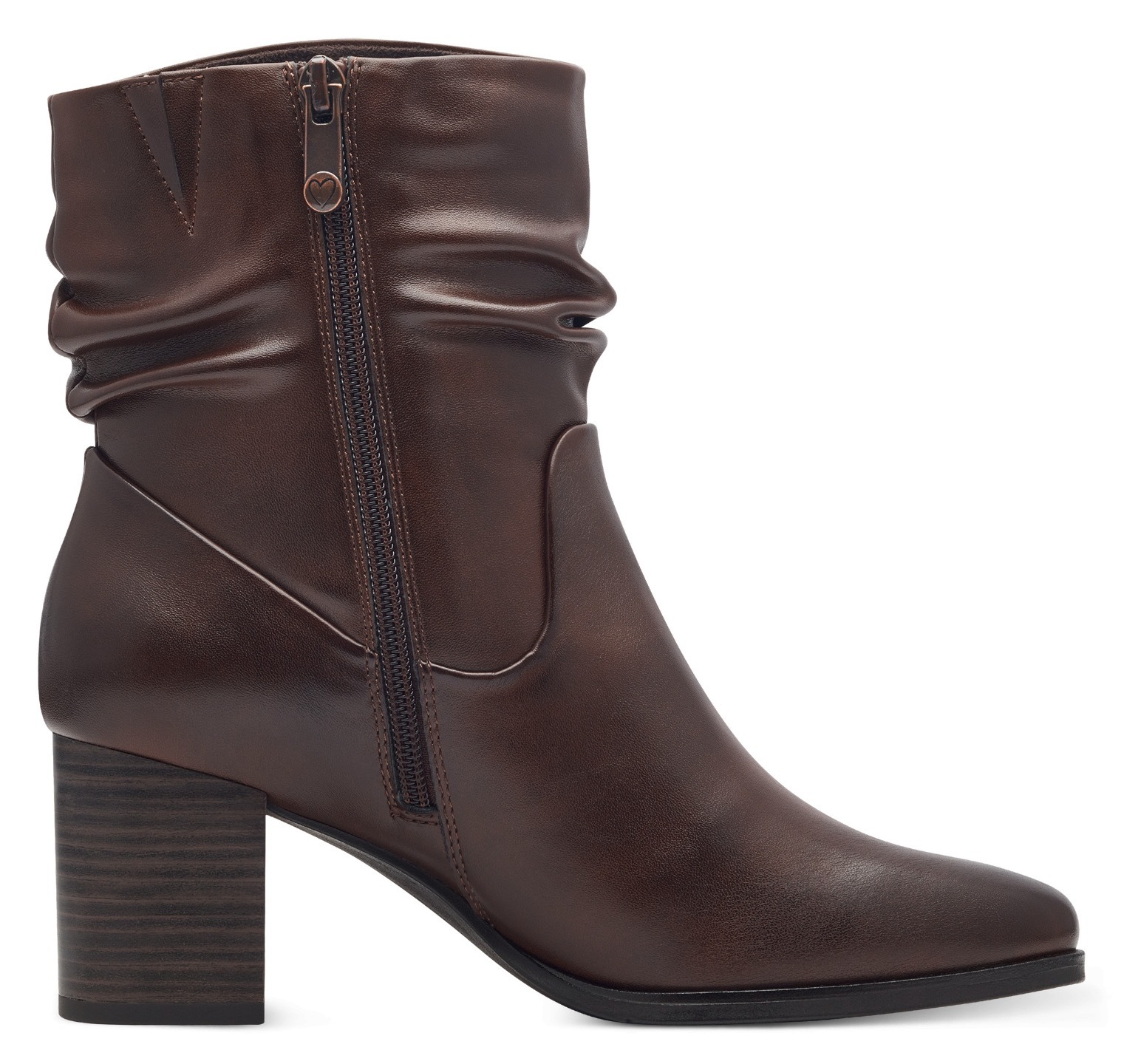 MARCO TOZZI Stiefelette, Blockabsatz, Businessschuh mit Falten im slouchy Look