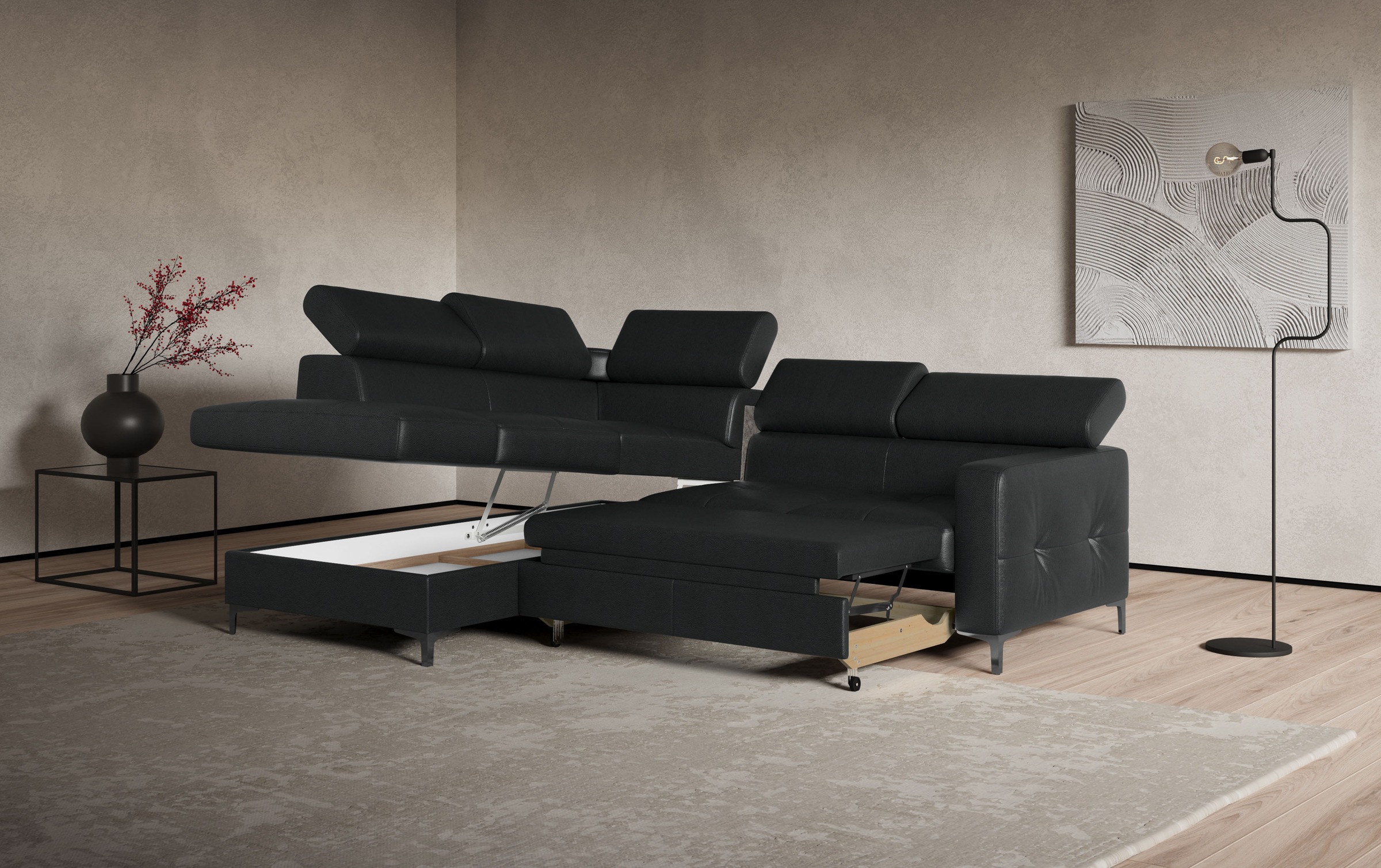 COTTA Ecksofa »Sammy L-Form«, mit Kopfteilverstellung, wahlweise mit Bettfunktion & Bettkasten