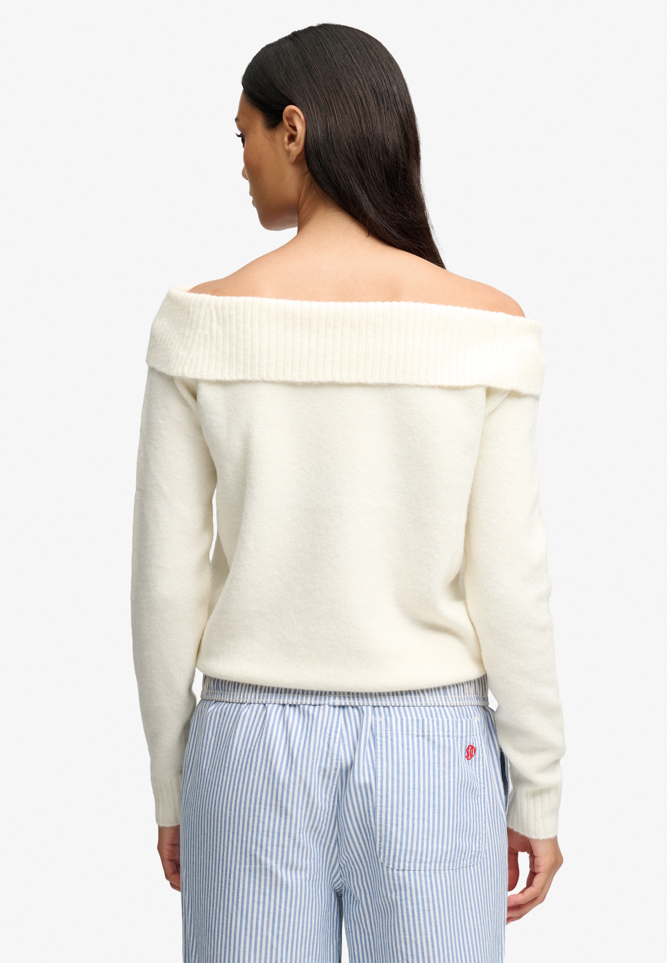 Superdry Strickpullover »BARDOT KNITTED JUMPER« Materialmix, hochwertig mit Woll-Anteil