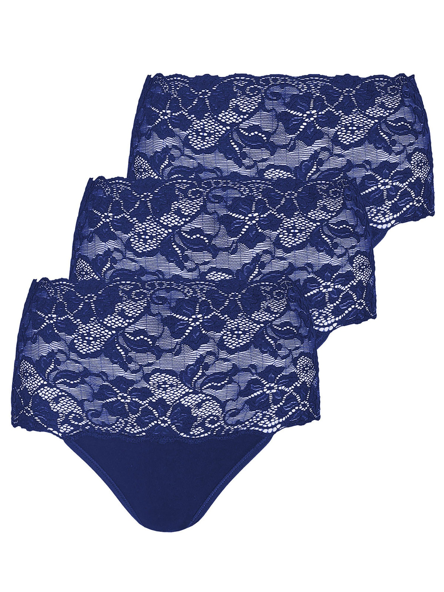 NINA VON C. Damen Taillenslip "3er Pack Damen Taillenslip Fine Cotton", Gr. 46, blau, Obermaterial: 100% Baumwolle CO., Unterhosen