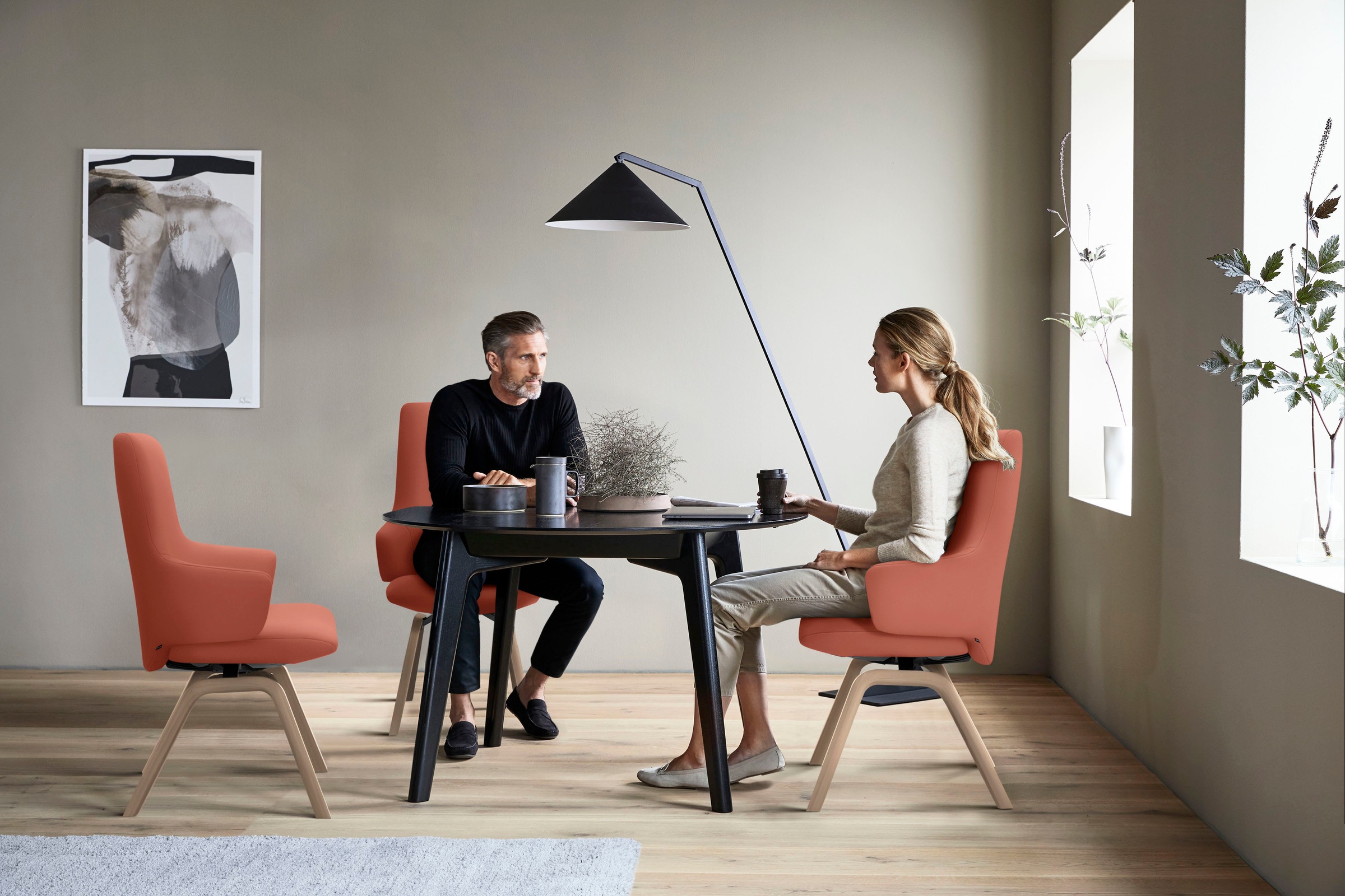 Stressless® Polsterstuhl »Laurel«, Leder PALOMA, High Back mit Armlehne, Größe L, mit schräggestellten Beinen in Eiche