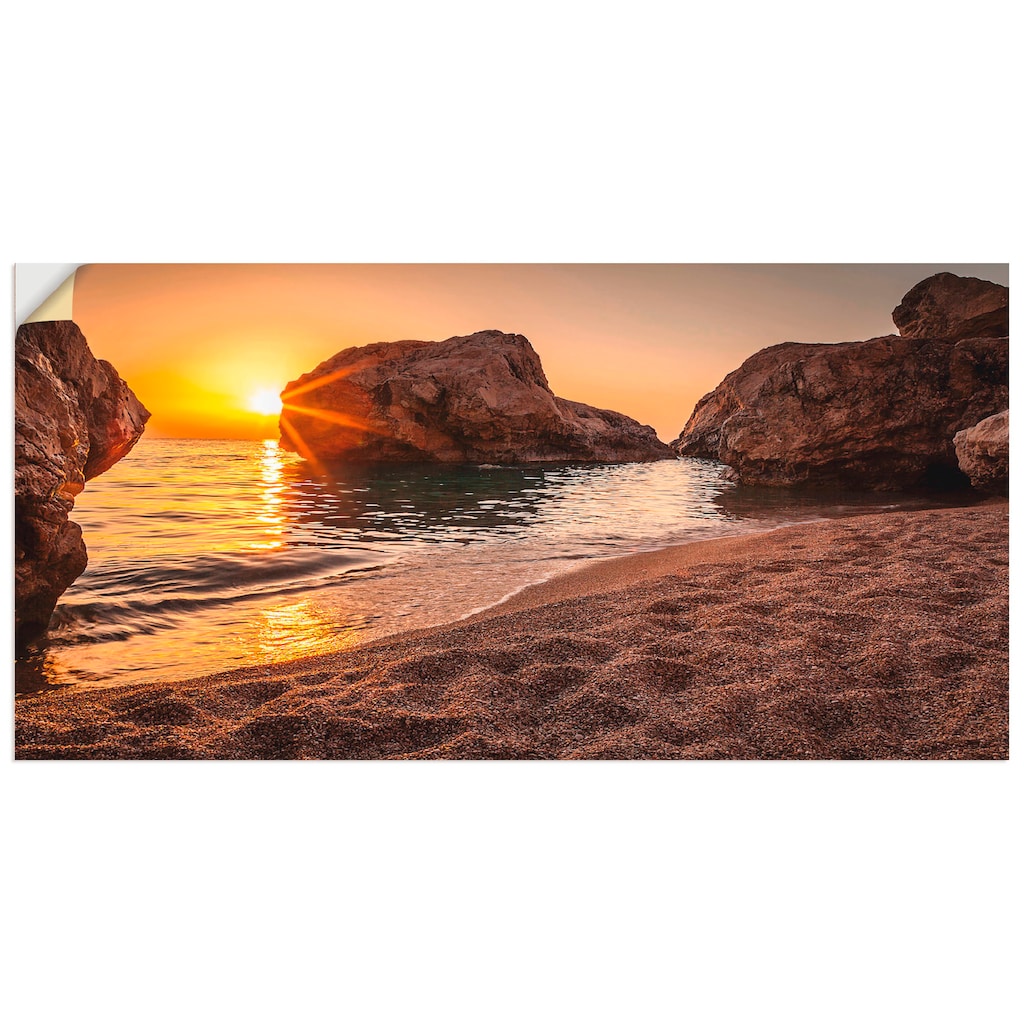 Artland Wandbild »Sonnenuntergang und Strand«, Strand, (1 St.), als Alubild, Outdoorbild, Leinwandbild, Poster, Wandaufkleber