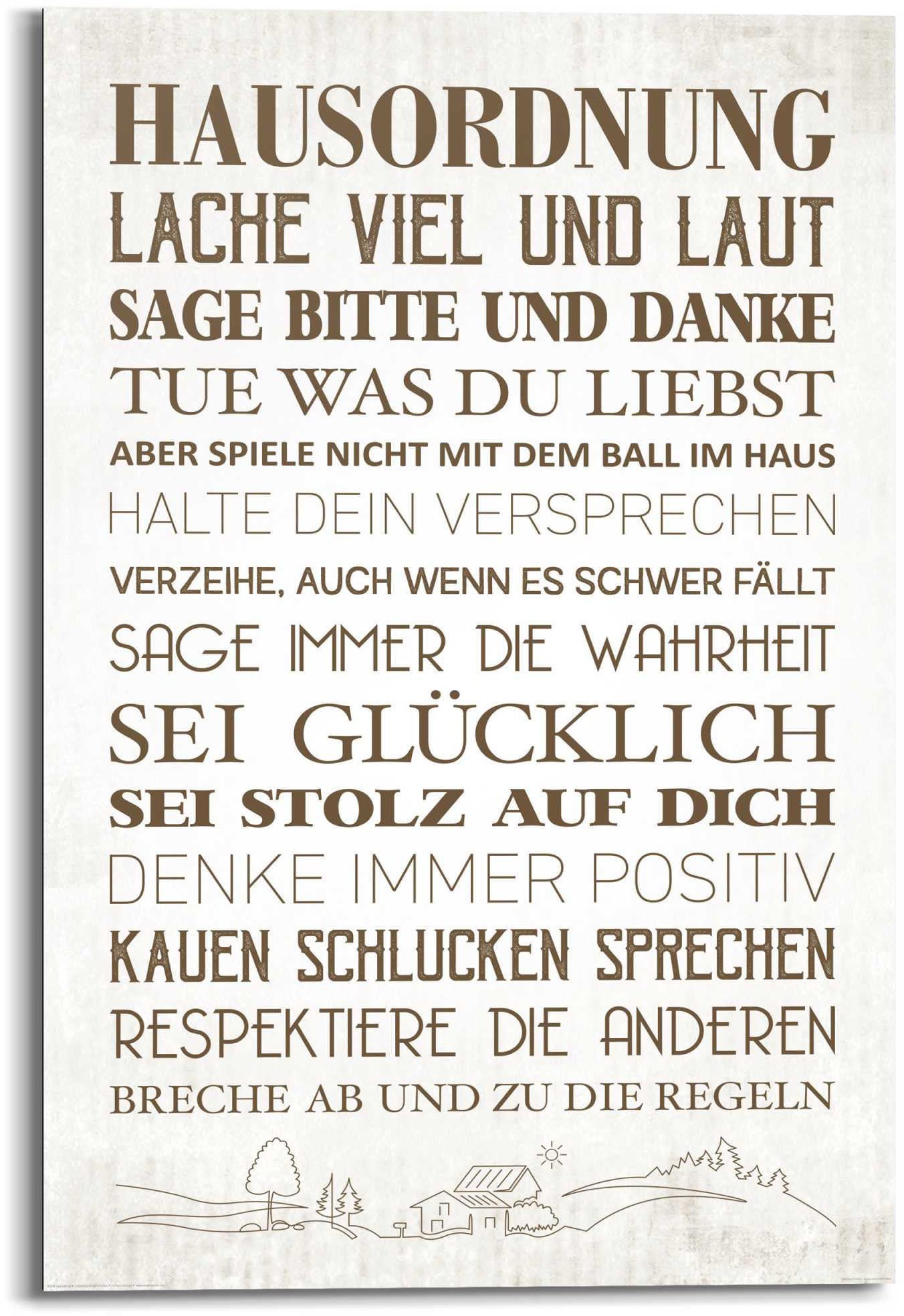 Reinders! Wandbild »Wandbild Hausordnung Familien - Zuhause - Glück - Positiv«, Schriftzug, (1 St.)