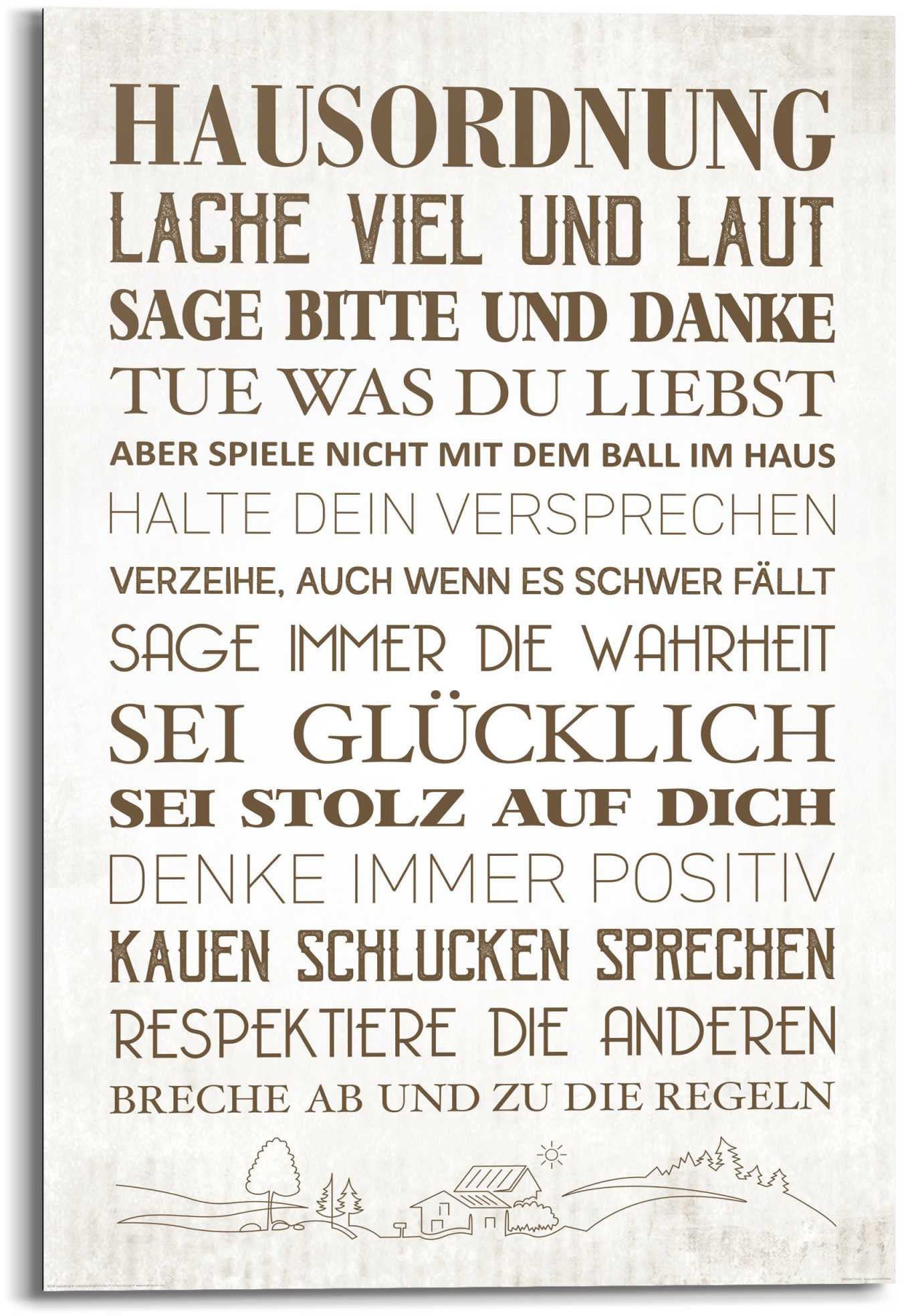 Familien Wandbild - Glück Positiv«, | BAUR St.) »Wandbild - bestellen Zuhause Schriftzug, - (1 Reinders! Hausordnung