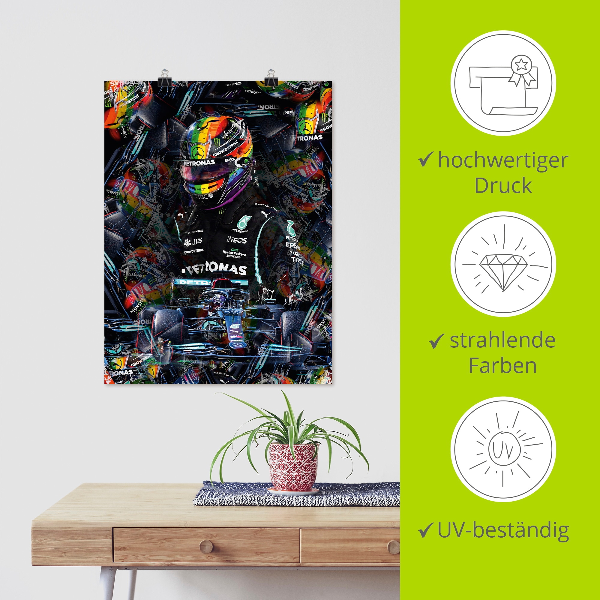 Artland Wandbild »Sir Lewis Hamilton Motorsportlegende«, Bilder von Männern, (1 St.), als Alubild, Outdoorbild, Leinwandbild, Poster in verschied. Größen