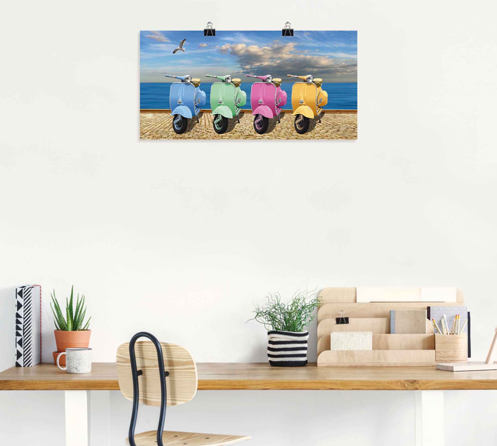 Artland Wandbild "Vespa-Roller in bunten Farben", Motorräder & Roller, (1 S günstig online kaufen