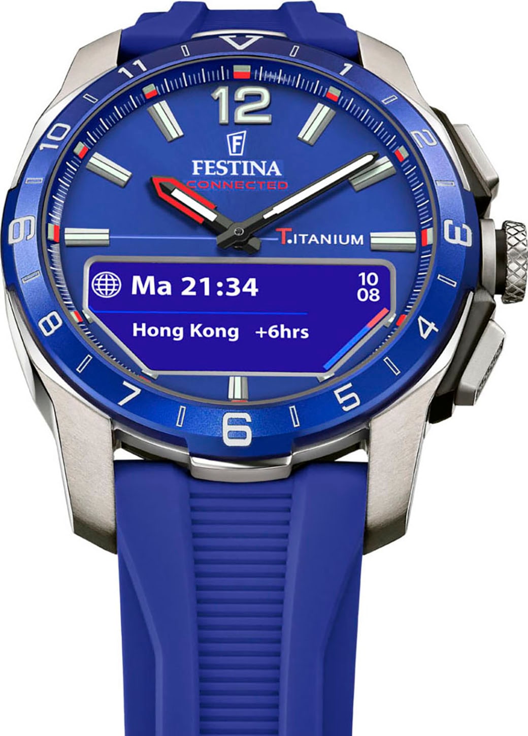 Festina Smartwatch »Connected D«, Quarzuhr, Armbanduhr, Herrenuhr, Schrittzähler, Weltzeit, Stoppfunkt.)