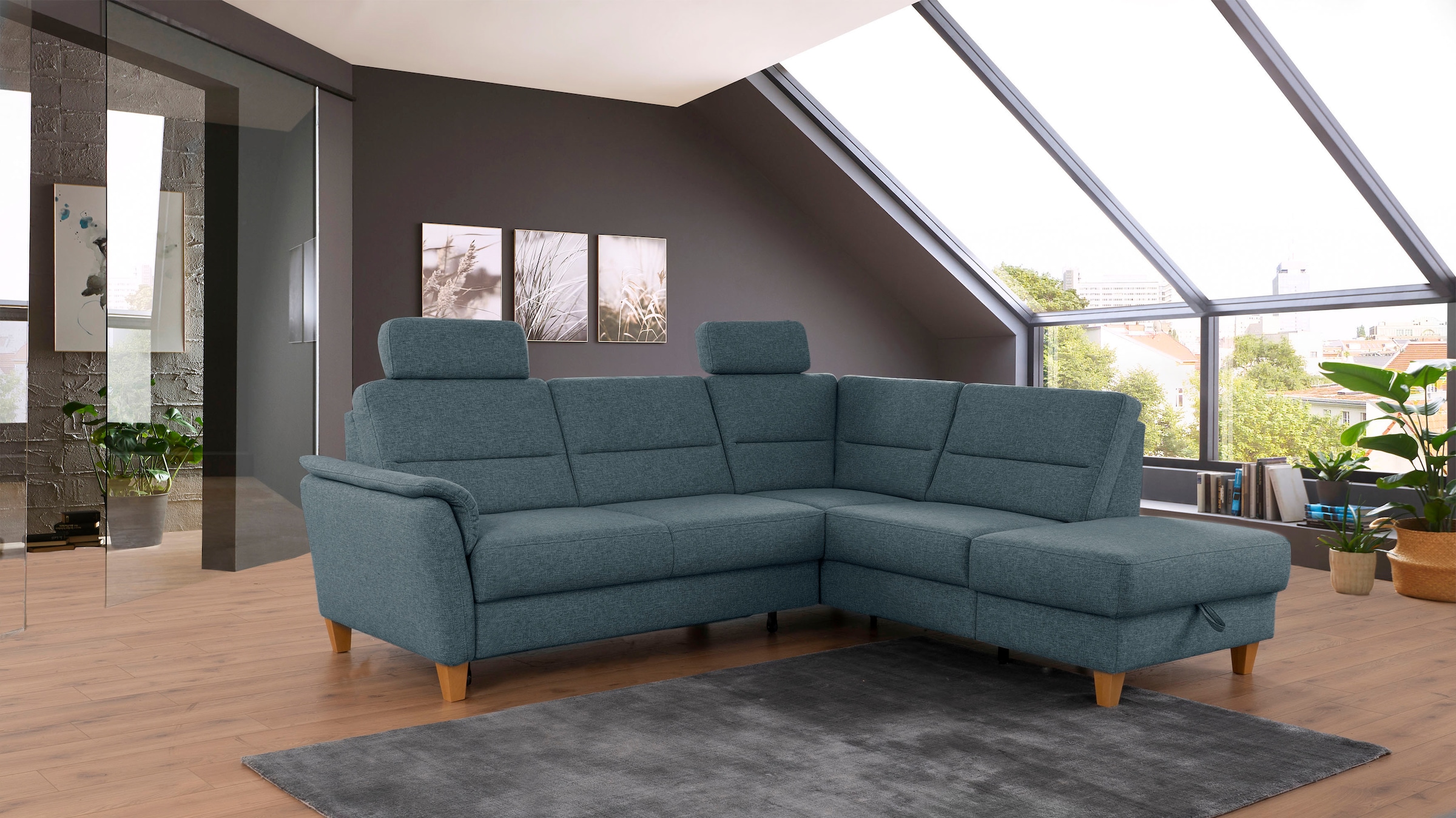 Home affaire Ecksofa "Palmera L-Form, B: 236 cm" optional Bettfunktion & Be günstig online kaufen