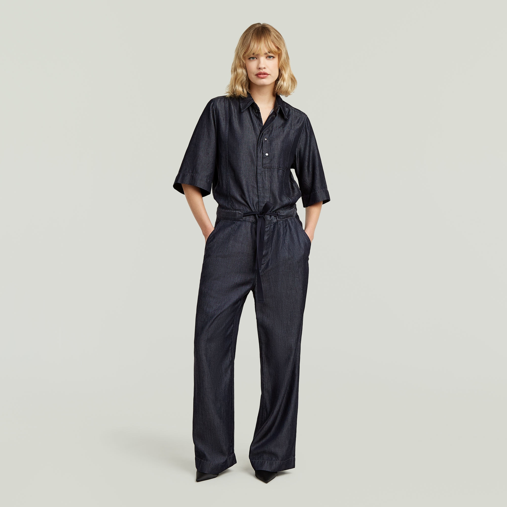 G-STAR Jumpsuit "JMP Regular" mit Hemd-Details, Denim-Look, Regular Fit