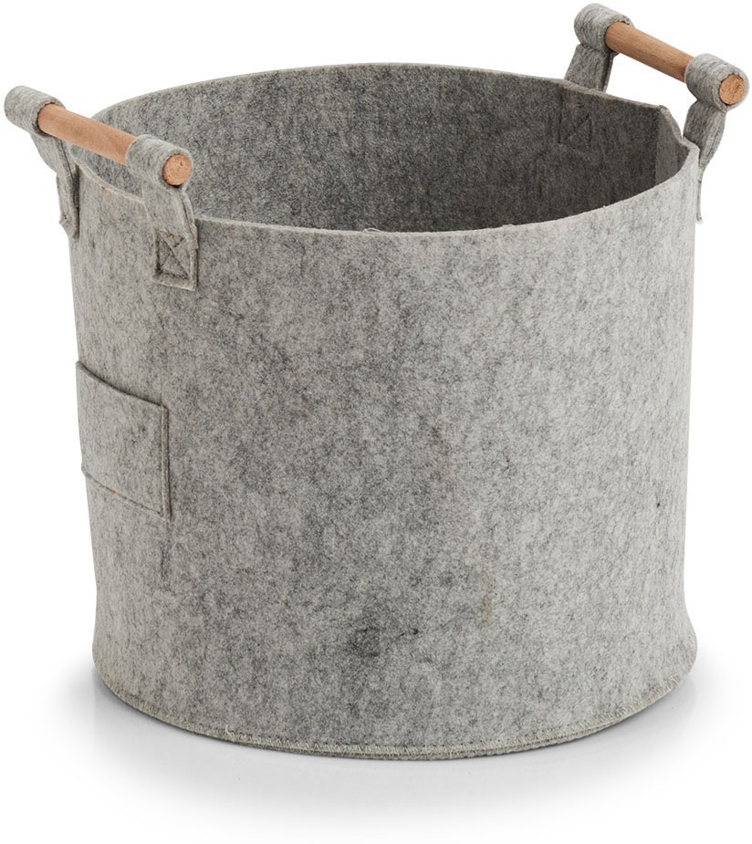Zeller Present Aufbewahrungskorb "Aufbewahrungskorb, Filz/Holz, grau" mit H günstig online kaufen
