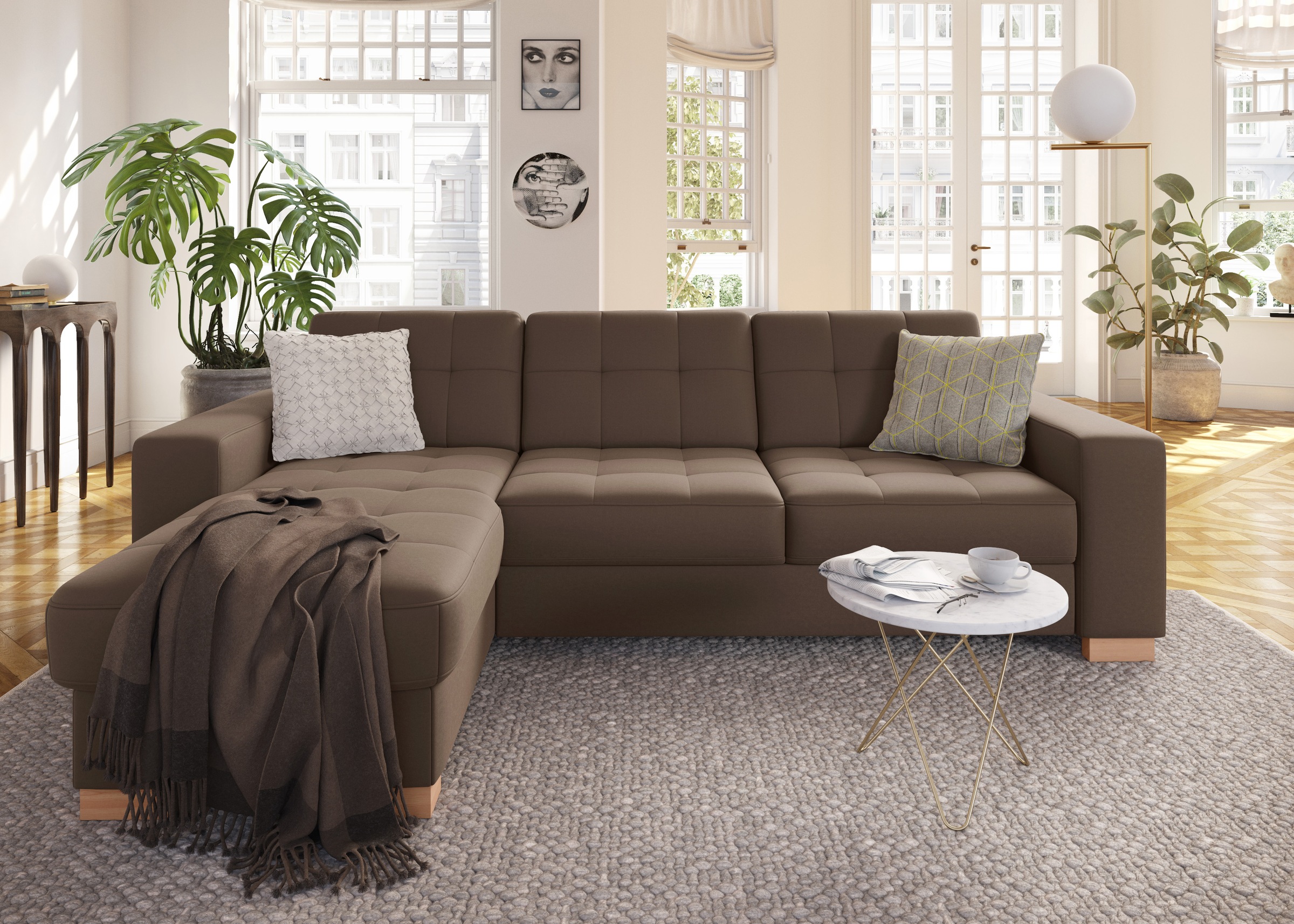 sit&more Ecksofa »Quincy L-Form« wahlweise mit Bettfunktion und Bettkasten