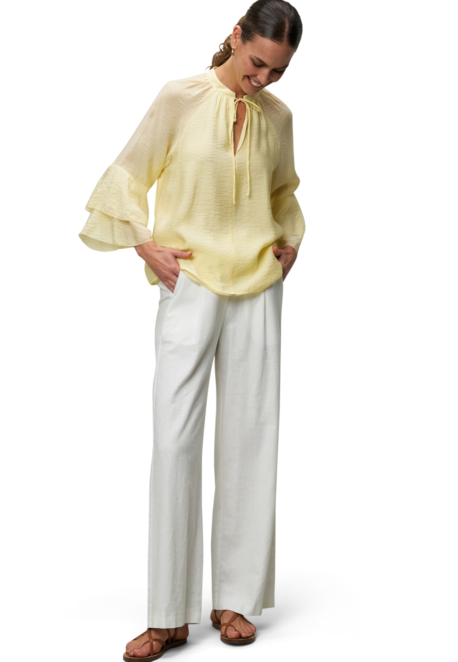 Zero Klassische Bluse »zero Bluse mit Volantärmeln«