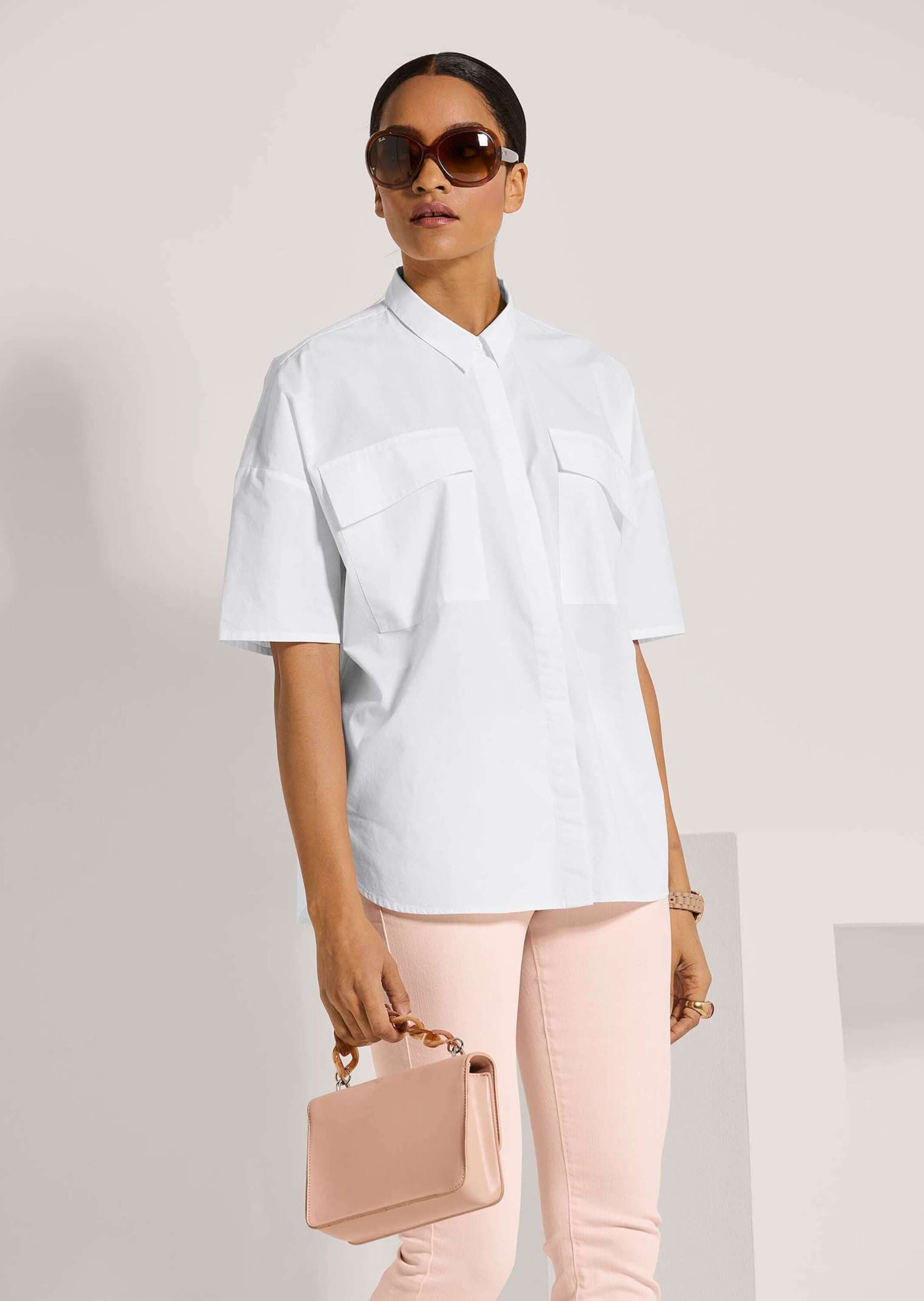 MADELEINE Kurzarmbluse »Hemdbluse Oversize-Hemd aus Baumwolle«