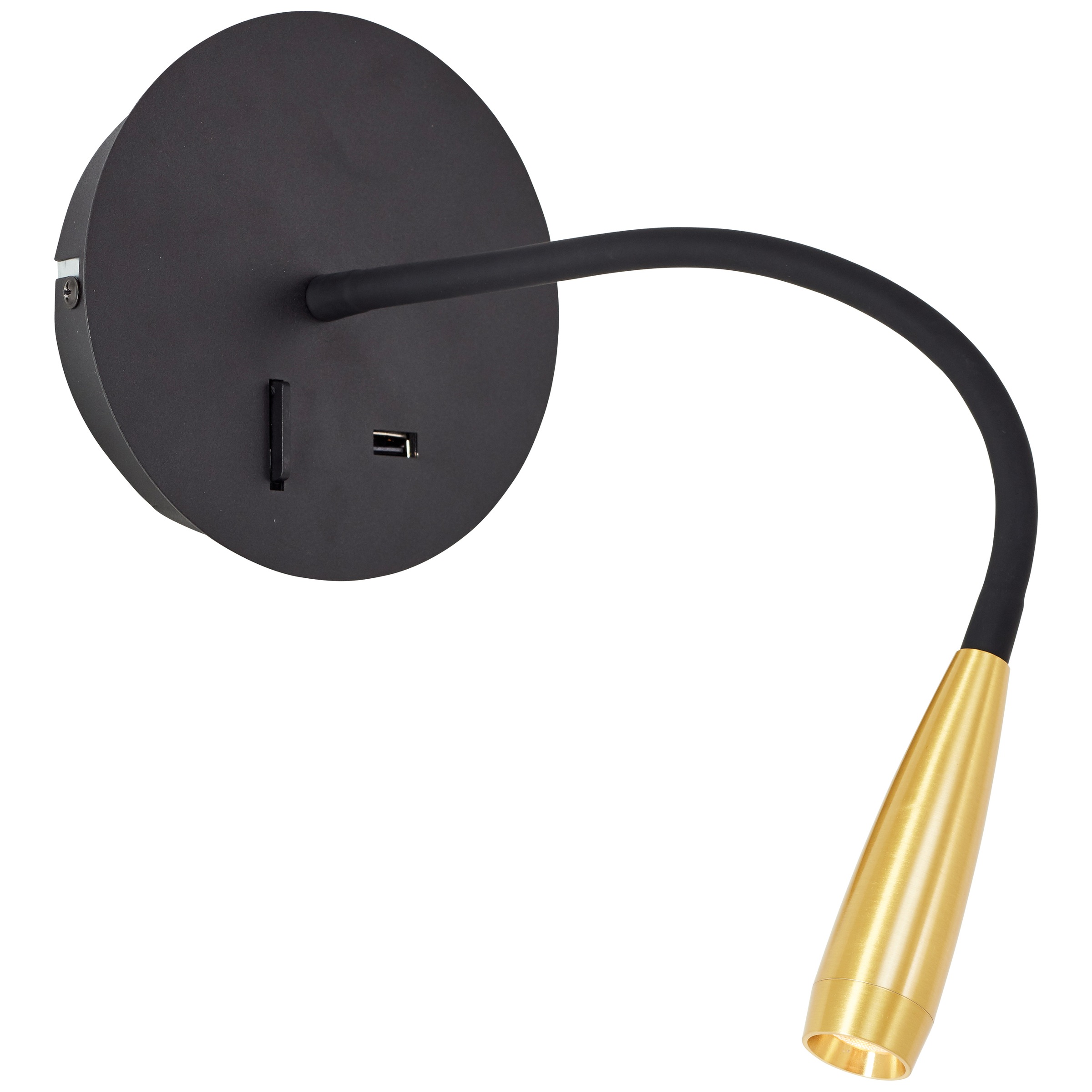 Brilliant LED Wandstrahler »Jutta«, USB, flexibler Lesearm, 170 lm, 3000 K,  schwarz/matt gold | BAUR | Wandstrahler