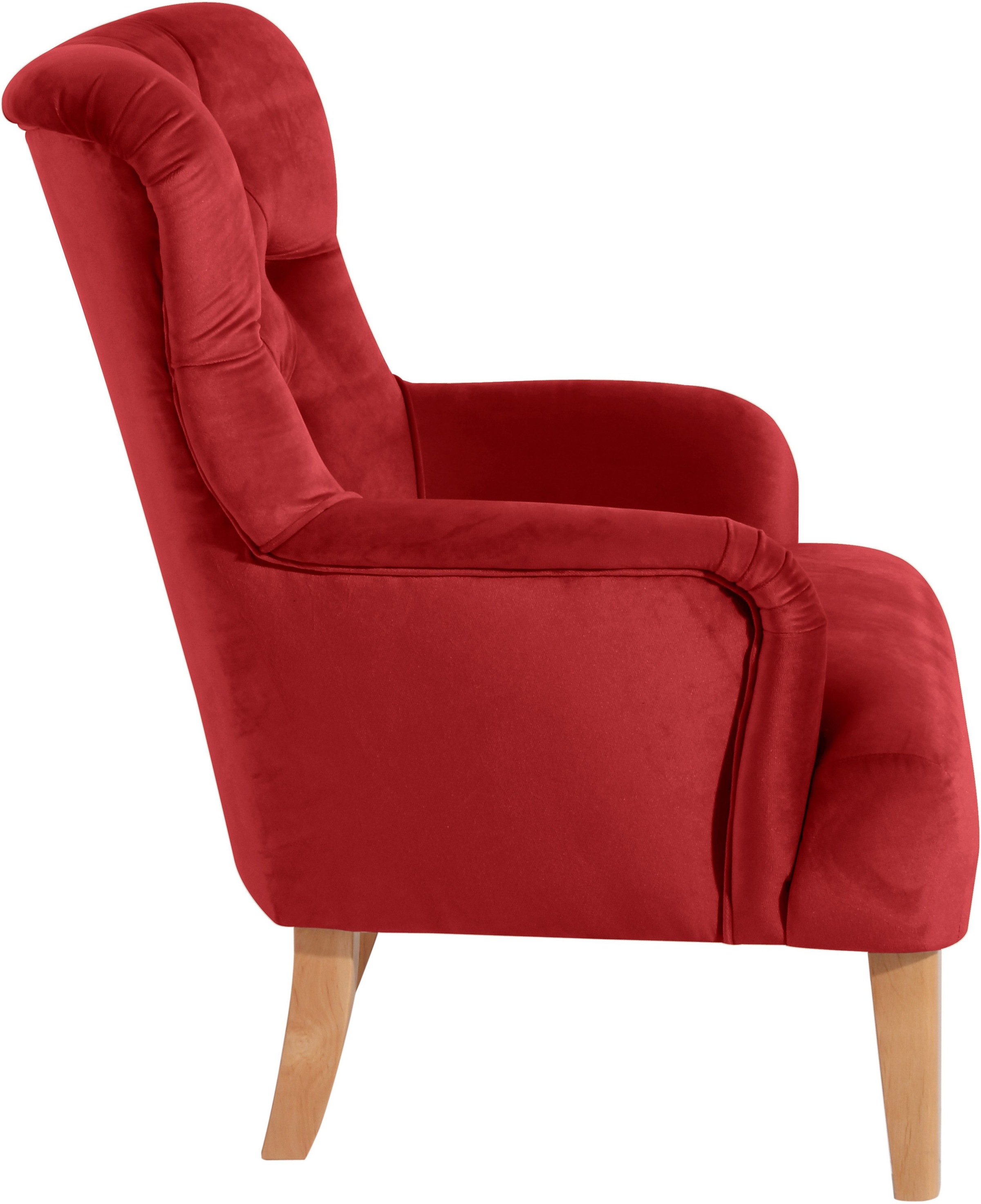 Max Winzer® Chesterfield-Sessel »Bradley, Loungesessel, Chesterfield Optik in aktuellen Farben, bequem«, hohe Rückenlehne mit edler Knopfheftung, Retro und modern, hoher Fuß