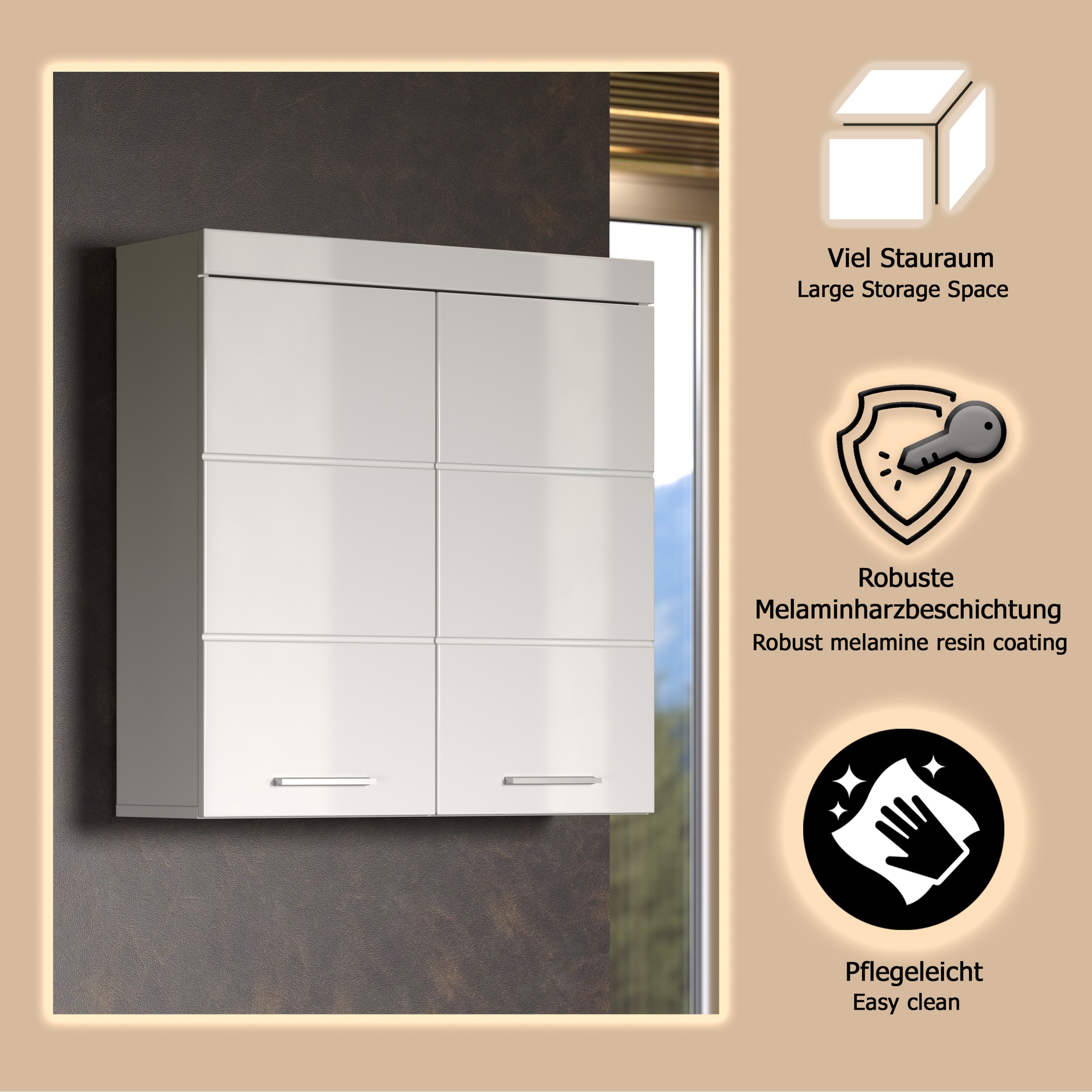 welltime Hängeschrank »Avena«, Badschrank breit mit verstellbaren Böden - Maße (B/T/H) 73/23/77 cm