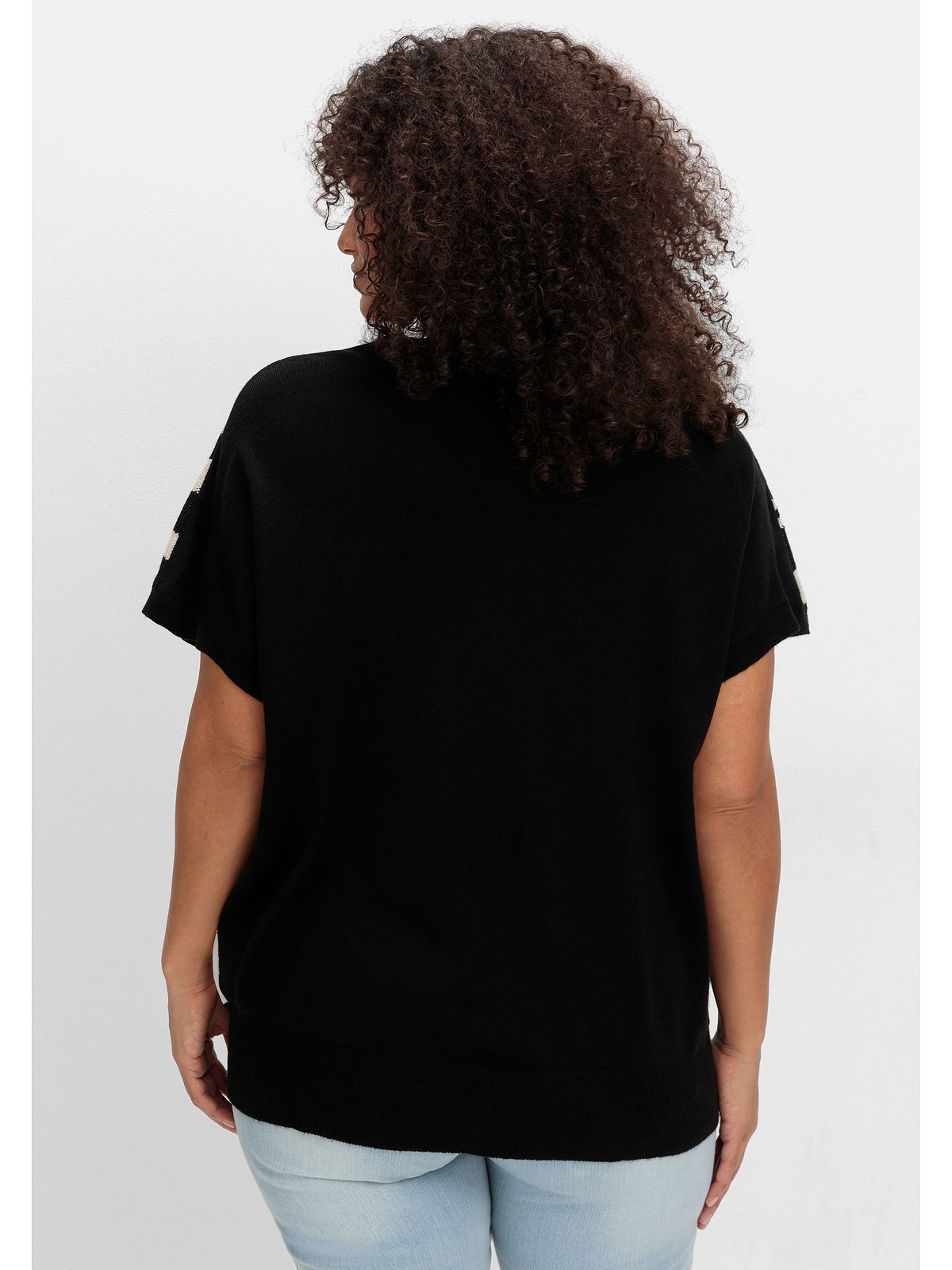 Sheego V-Ausschnitt-Pullover "Große Größen", mit Jacquard-Streifen günstig online kaufen
