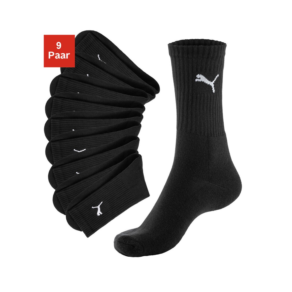 PUMA Sportsocken, (9 Paar), mit klassischer Rippe