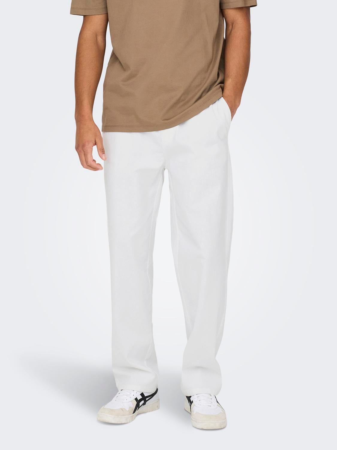 ONLY & SONS Schlupfhose "ONSSINUS LOOSE 0007 COT LIN PANT NOOS" Baumwolle mit Leinen, locker geschnitten