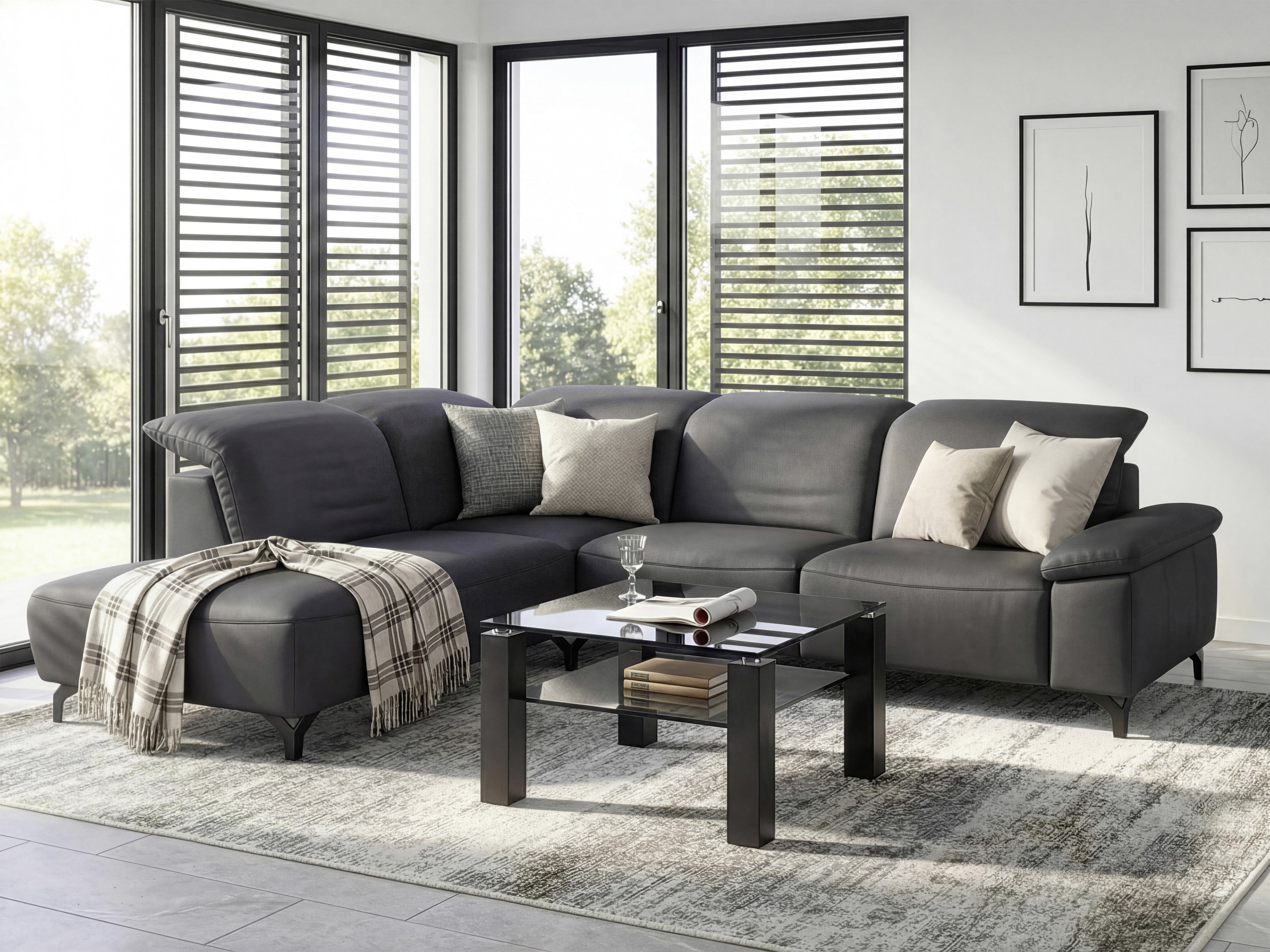 Musterring Ecksofa "MR370" Edles Leder in 3 Farben, Sitzkomfort nach Wahl, Maße 288 x 241 cm
