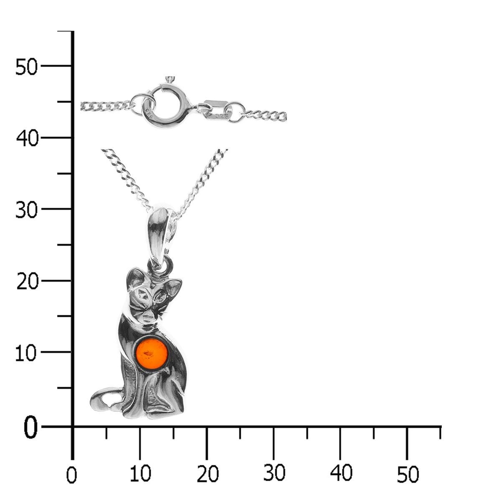 OSTSEE-SCHMUCK Kette mit Anhänger »- Katze - Silber 925/000 - Bernstein«