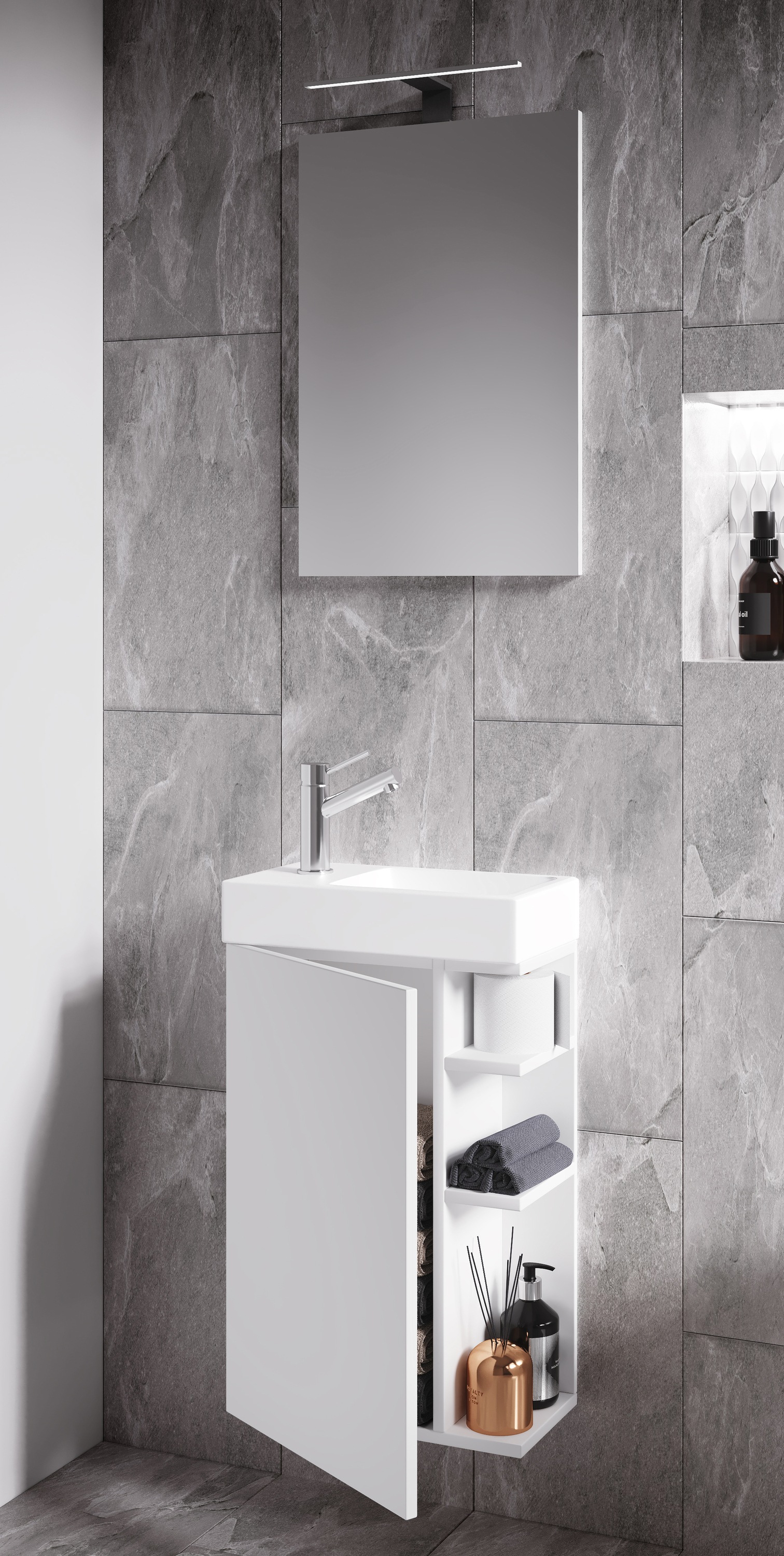 VCM Waschbeckenunterschrank »VCM 3-tlg Set | Waschplatz für Gäste WC | Gästebad | Waschtisch mit Spiegel | Badezimmer Set ¿ Lumia«, (3 St.)
