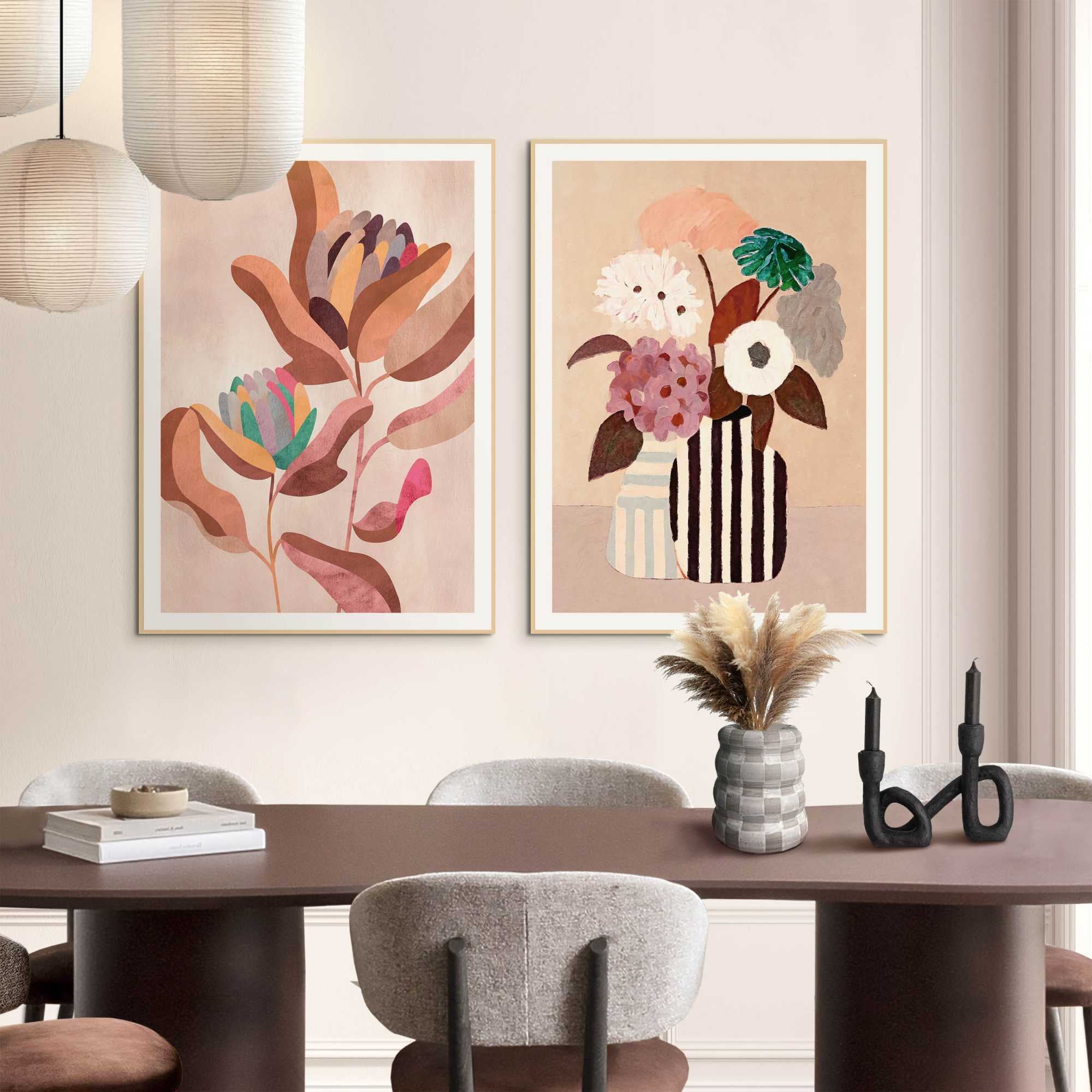 Reinders Bild mit Rahmen "Blumen" Blumen 2 Stk. tlg. Hobbyraum - Rosa - MDF - Blumen und Pflanzen - 50x70 cm