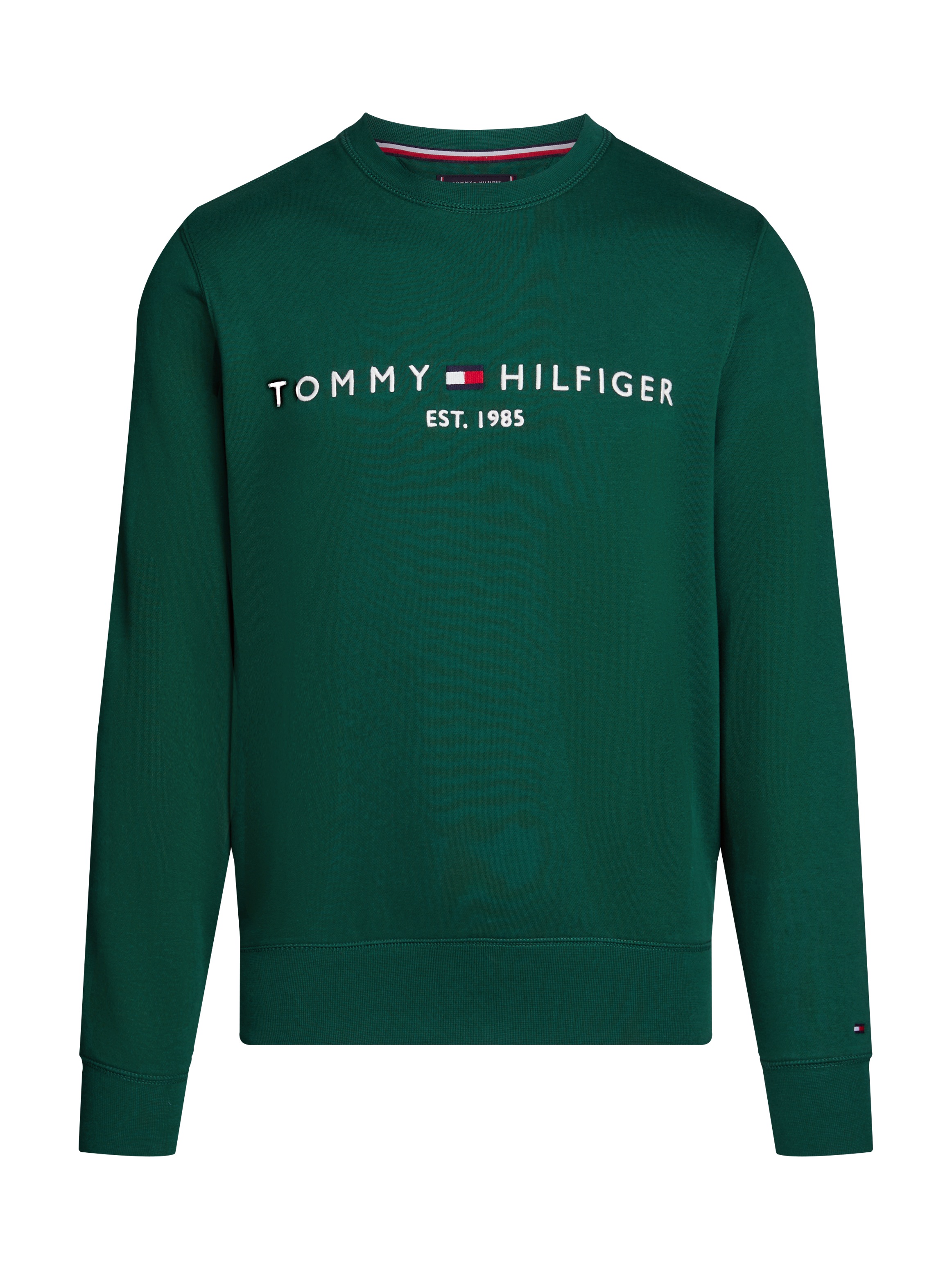 Tommy Hilfiger Sweatshirt »TOMMY LOGO SWEATSHIRT mit Rundhals und Stickerei«, unifarben, casual, regular fit, Baumwollmix, Rundhals