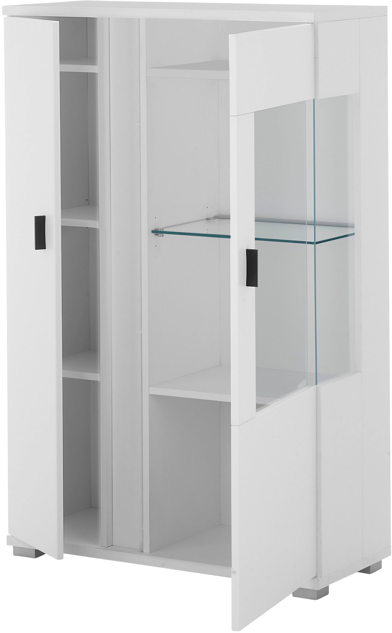 INOSIGN Vitrine »LONG ISLAND, Stauraumvitrine«, (1 St.), in moderner Trendfarbe,inklusive senkrechter Beleuchtung,Breite 80 cm