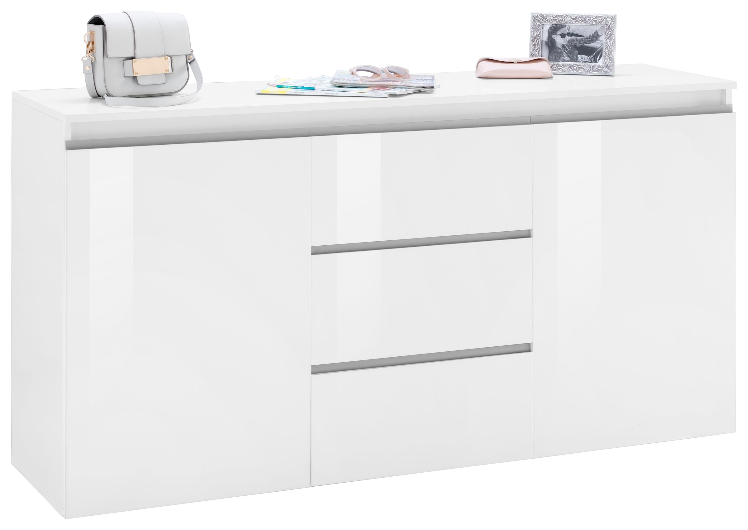 INOSIGN Kommode »Magic, Kommode, Schrank, Kredenz«, mit 2 Türen und 3 Schubkästen Hochglanz lackiert (B/T/H) 150x40x81 cm