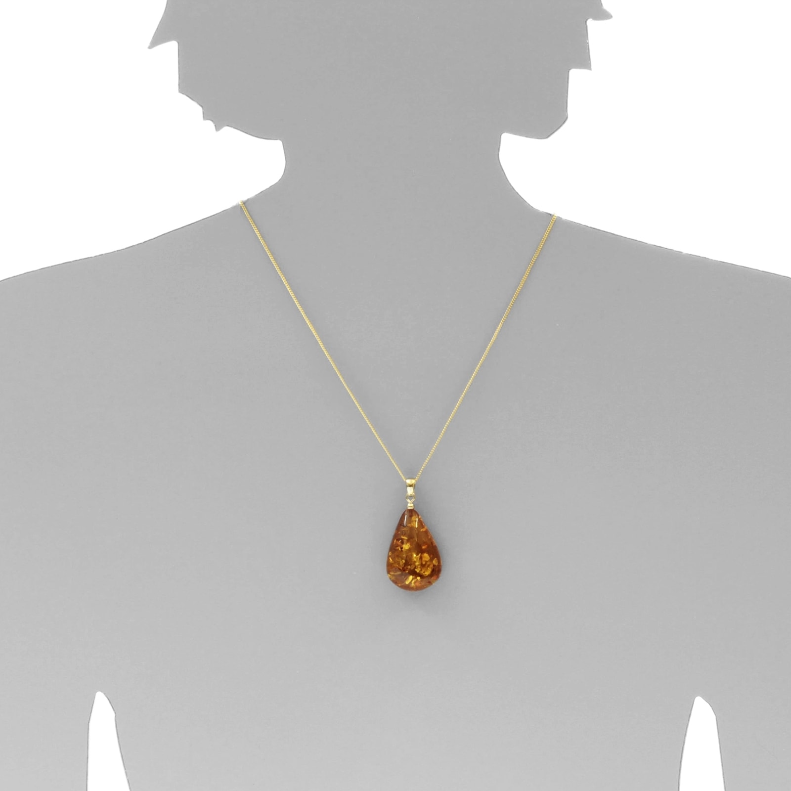 OSTSEE-SCHMUCK Kette und Anhänger Set »- Tropfen ca. 38 mm lang - Gold 333/000 - Bernstein«