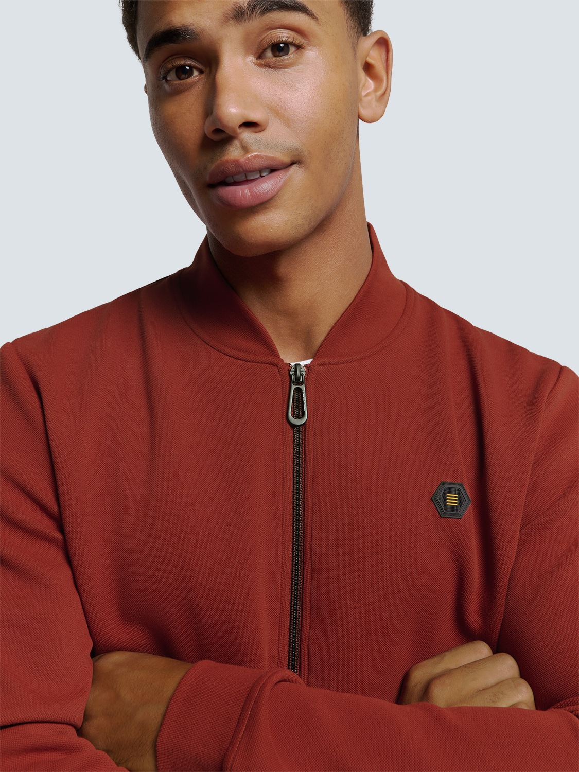 NO EXCESS Sweater »No Excess Stylische Weste mit Bomberkragen und Piqué-Material«