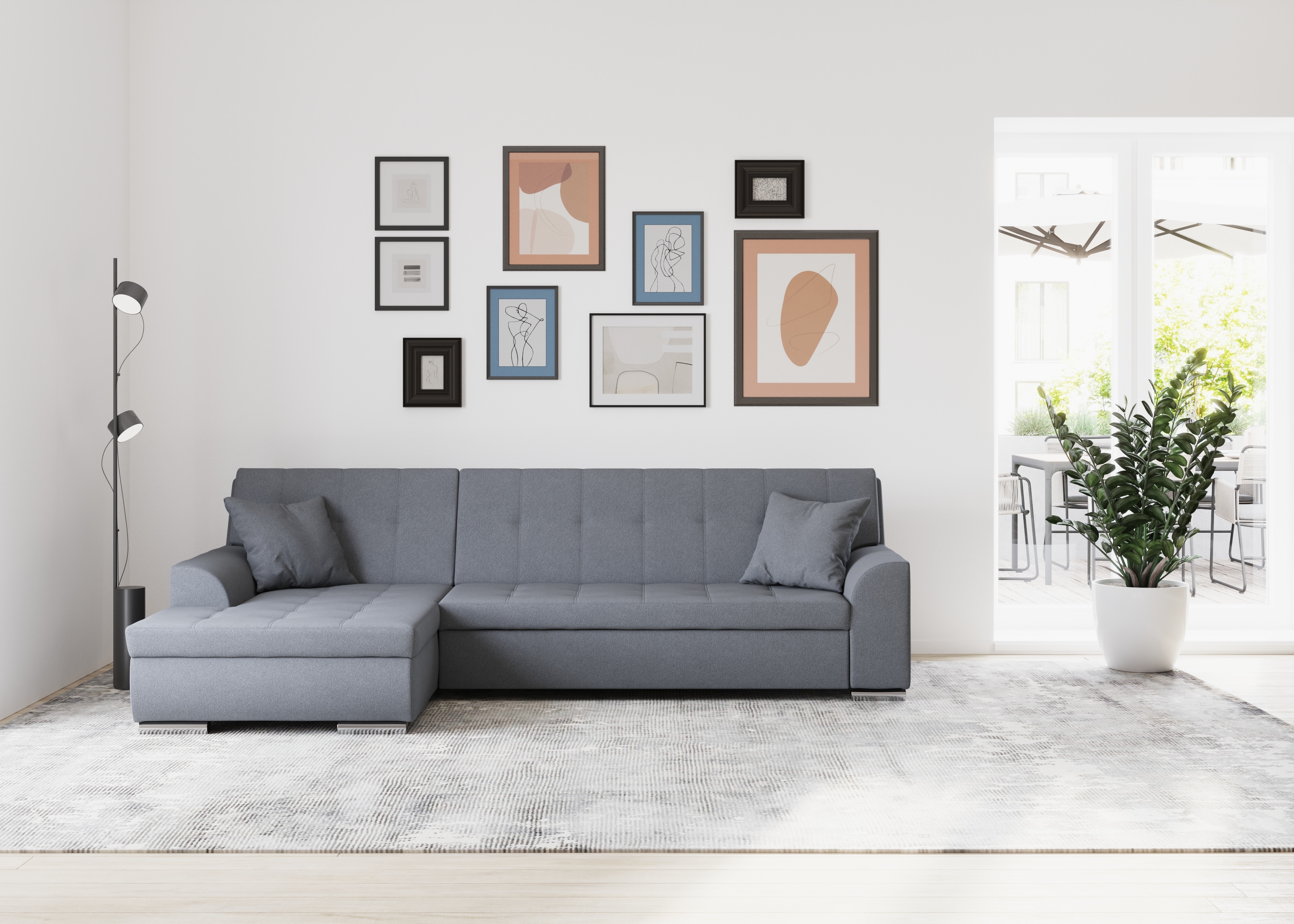 DOMO collection Ecksofa "TREVISO viele Bezüge, auch in Cord, L-Form, 267x178 cm" wahlw. mit Bettfunktion, inkl. Zierkissen, Unser Dauertiefpreis