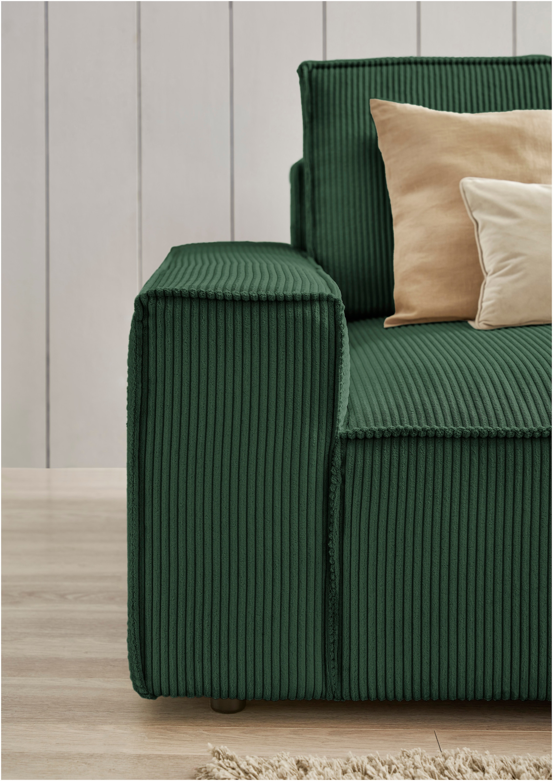 Home affaire Big-Sofa »NEU: SHERWOOD XXL, Big-Sofa (316cm), extra tiefe Sitzfläche 95 cm«, bequemer Sitzkomfort, Cord u. Leinenoptik, Kedernaht