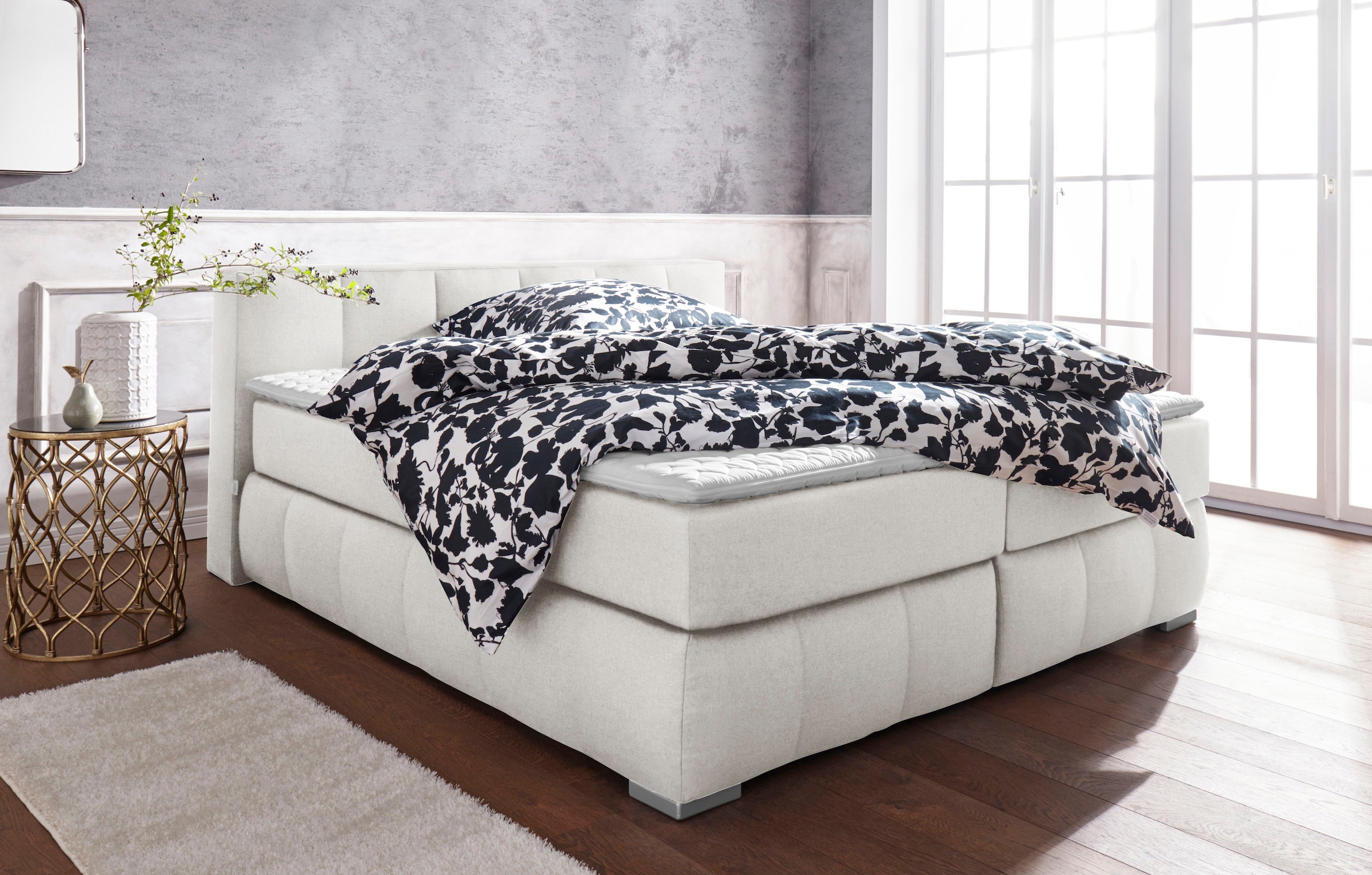 Thumbnail - Home affaire Boxspringbett "Chelles" inkl. Topper, in XXL- Überlänge 220 cm, Unterbox mit feine Wölbung