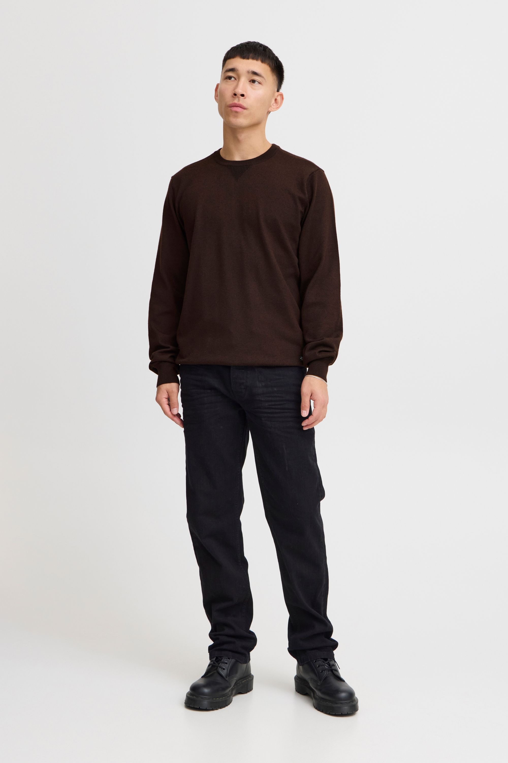 Longpullover BLEND "BHBruton", Herren, Gr. S, chicory coffee, 100% Polyester, meliert, normal normal, Rundhals, Pullover Longpullover, Stilvoller melierter Strickpullover 5