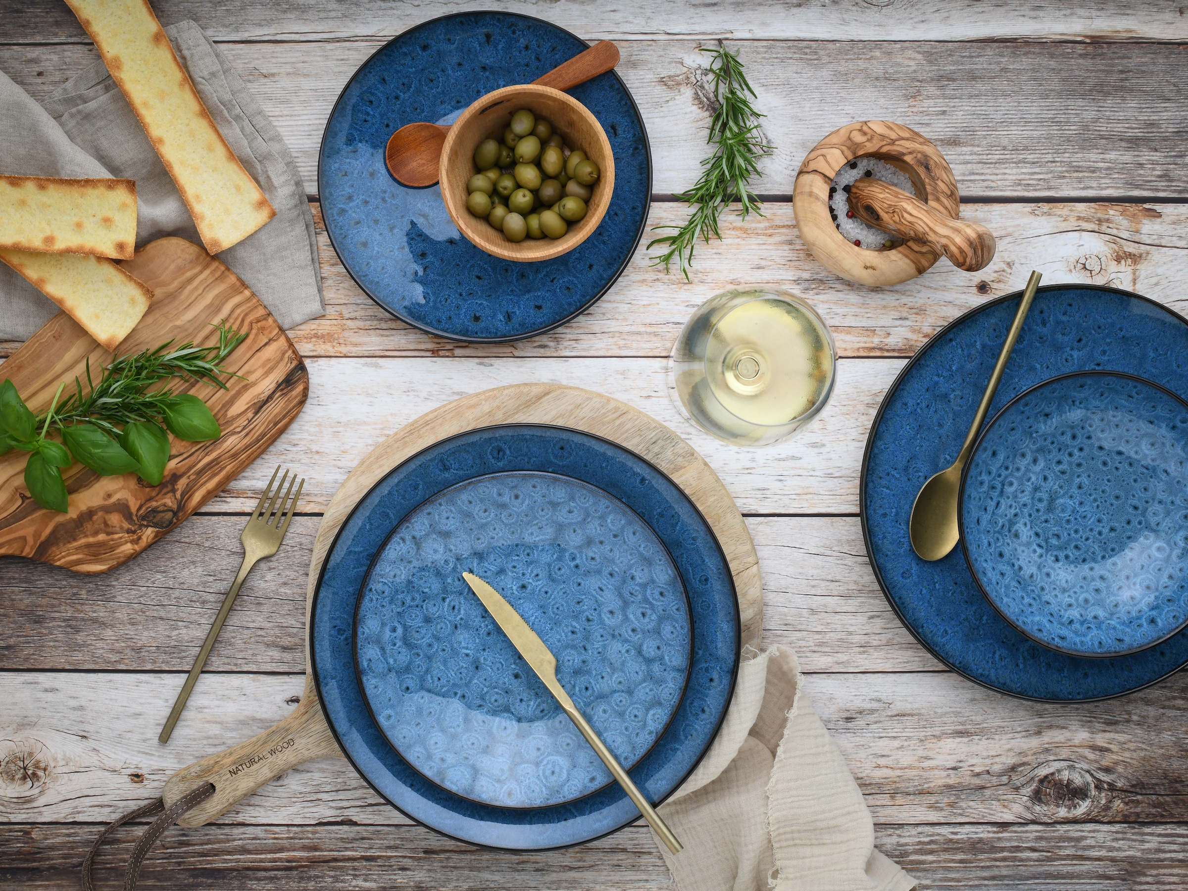 CreaTable Teller-Set »Capri, Tellerset 18-tlg«, (Set, 18 tlg.), Reaktivglasur