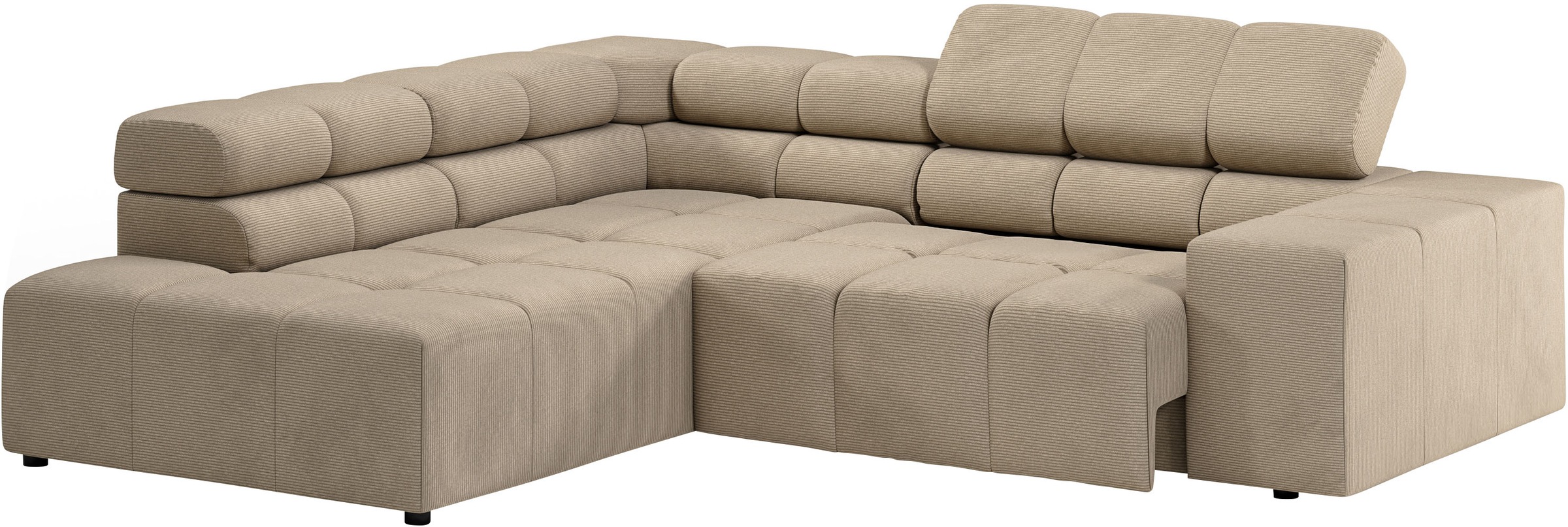INOSIGN Ecksofa »Ancona, incl. Kopfteilverstellung + 3 Zierkissen, L-Form, bequem«, wahlweise motorische Sitztiefenverstellung, B/T(H: 249/215/70 cm