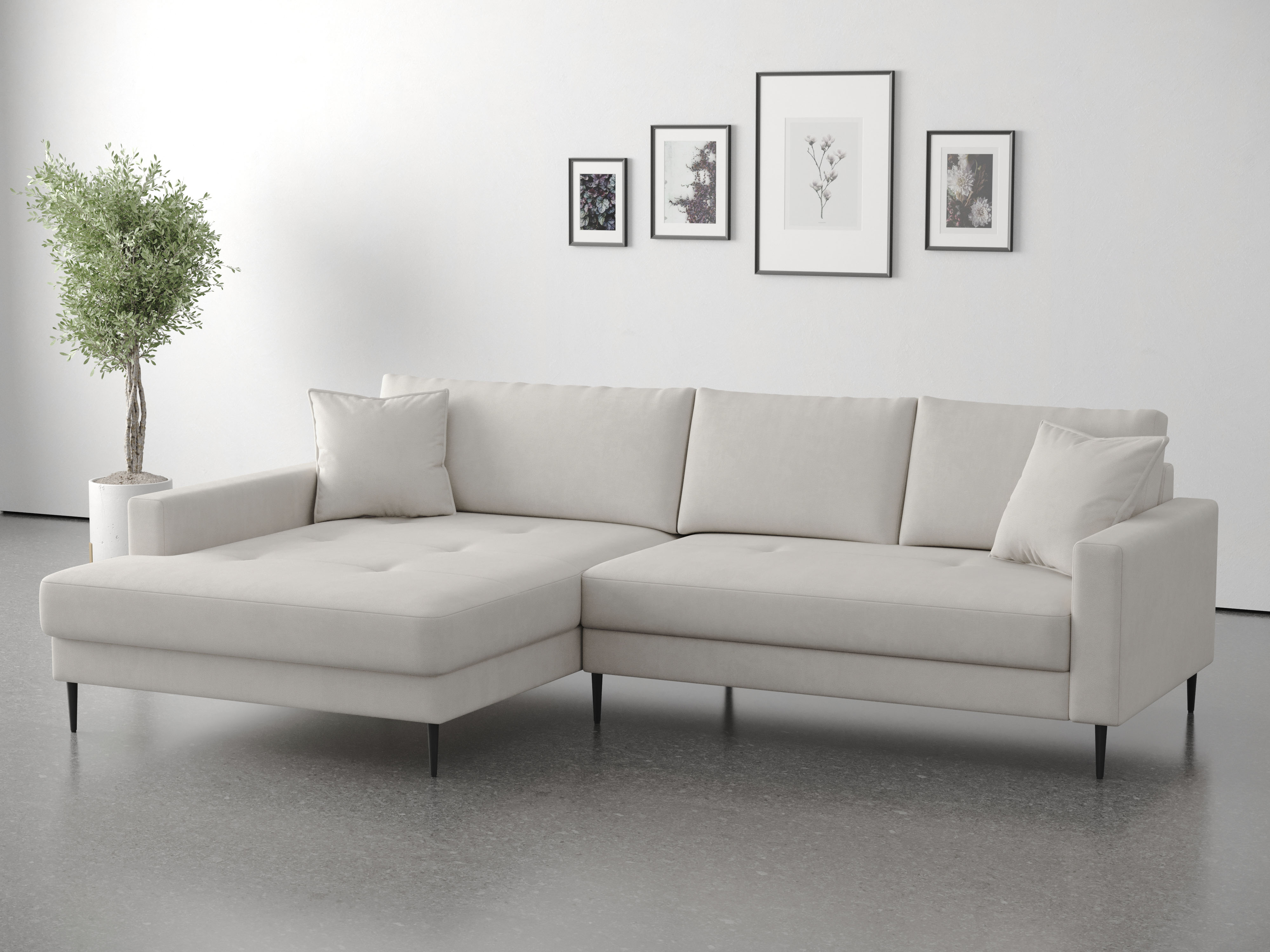 OTTO home Ecksofa "Summer L-Form, B: 280cm, in Cord & Struktur" wahlweise mit Kopfstützen, schwarze Metallfüße