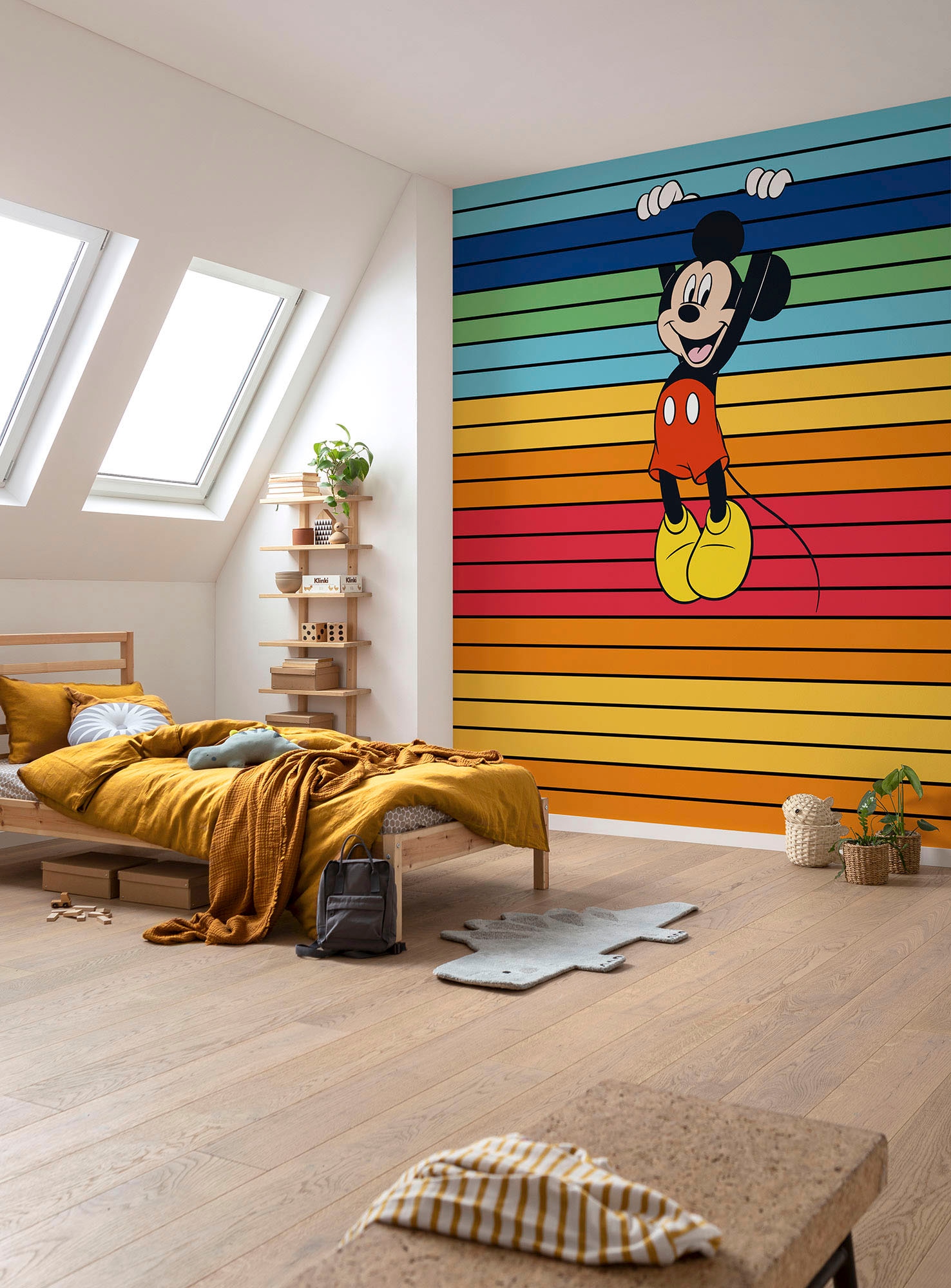 Komar Vliestapete »Digitaldruck Vlies - Mickey Magic Rainbow - Größe 300 x 250 cm«, bedruckt, Kinderzimmer